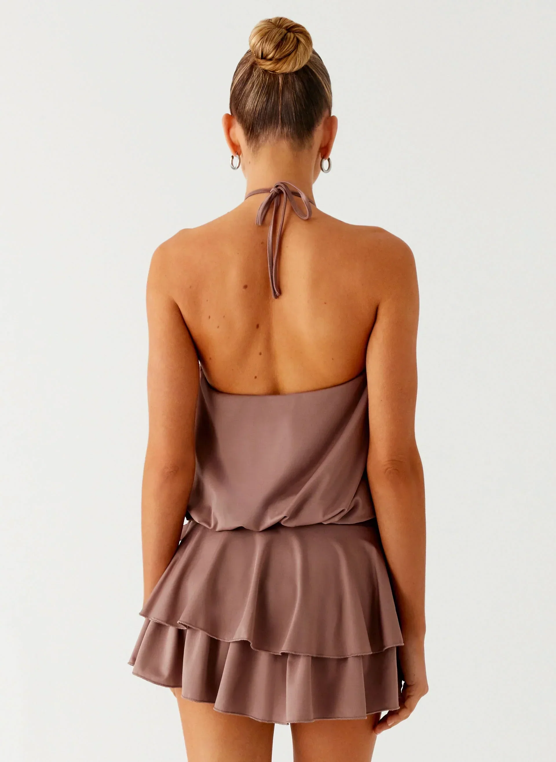 Dopamine Belt Mini Dress - Taupe