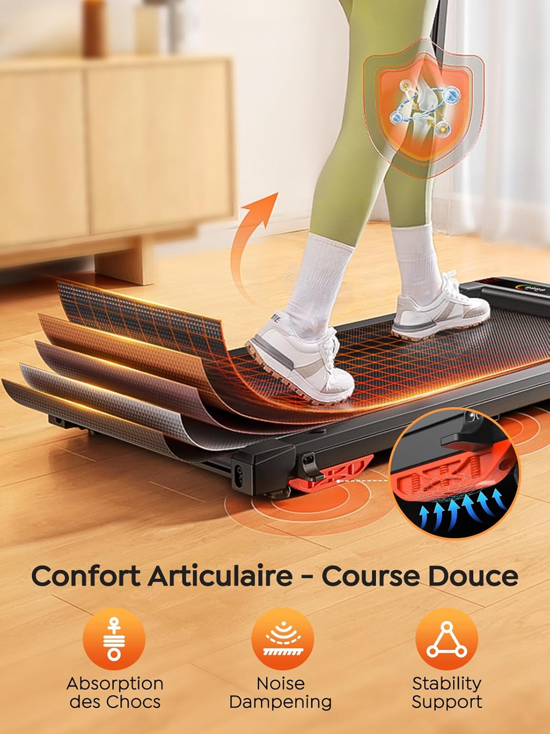 Tapis de course pliable 5 en 1 LED inclinable 9% moteur silencieux double écran 1 à 12 km/h compact maison bureau 120 kg