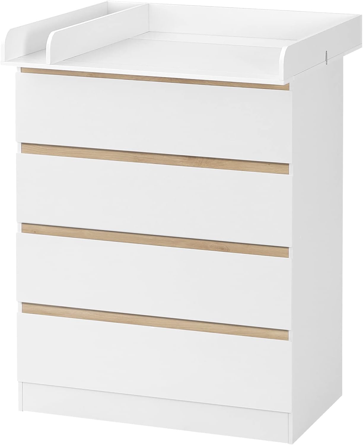 Table à langer avec commode 4 tiroirs bois blanc chêne clair