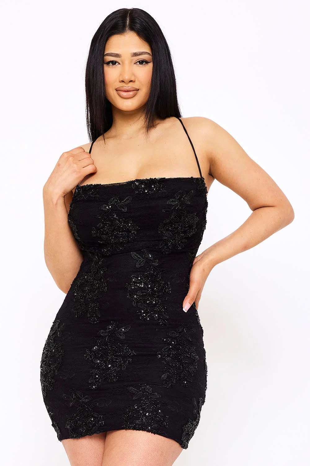 Symphony Dress - Floral Lace With Bead Detail Mini Dress