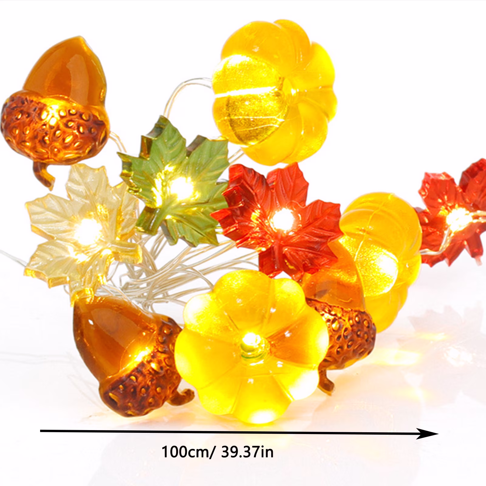 Eoozwa Fall Decorations 3D Pumpkin Acorn Maple Leaf Fairy Lights Battery Operated, 78.7