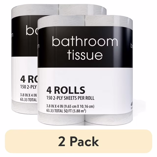 Toilet Paper, 4 Rolls, 150 2-Ply Sheets per Roll