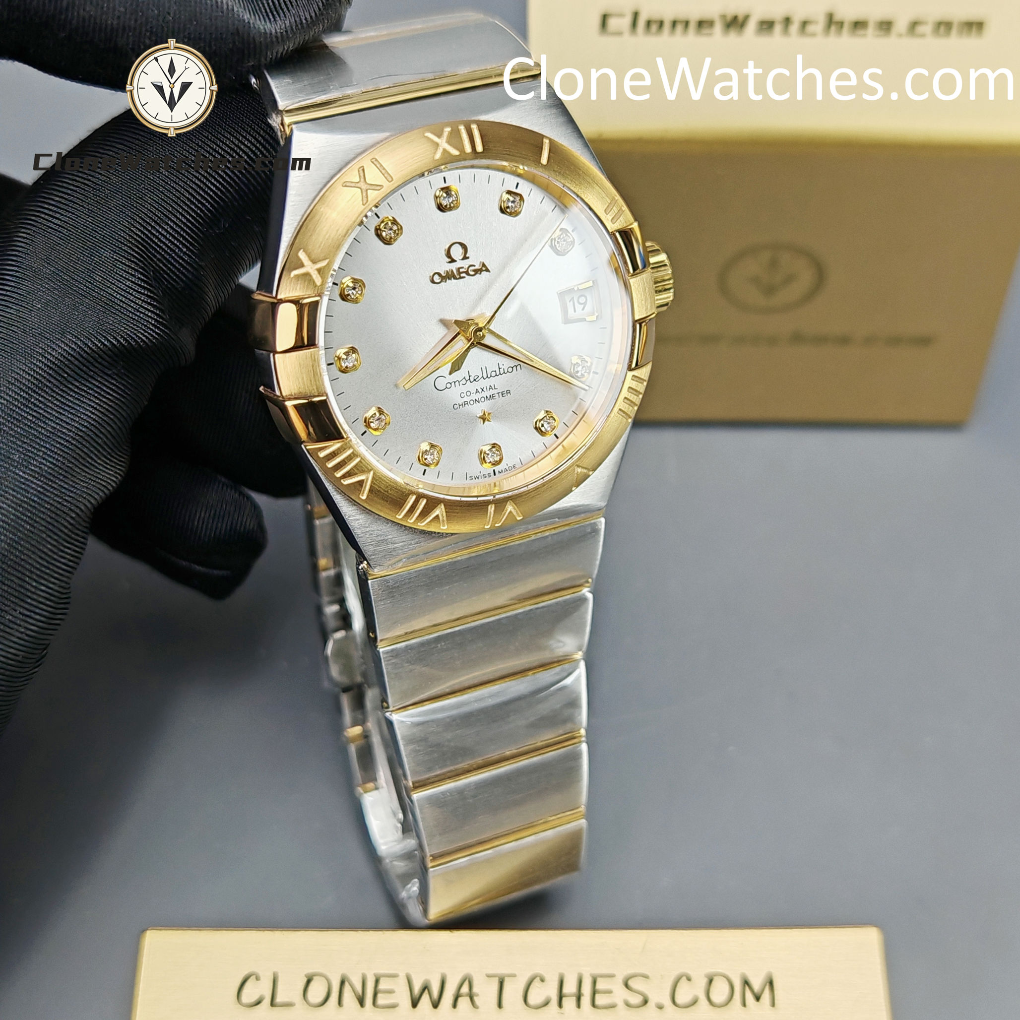OMEGA Super Clone Watches 1:1 Constellation steel �� 18k gold on steel 123.20.35.20.52.002 35mm