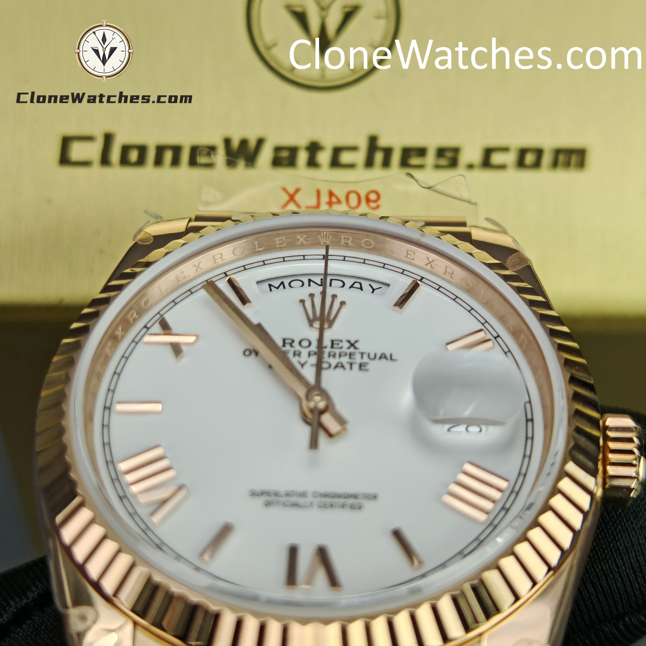 Rolex Super Clone Watches 1:1 Day Date Rose Gold White Dial 36mm m128235-0070 3255 Movement