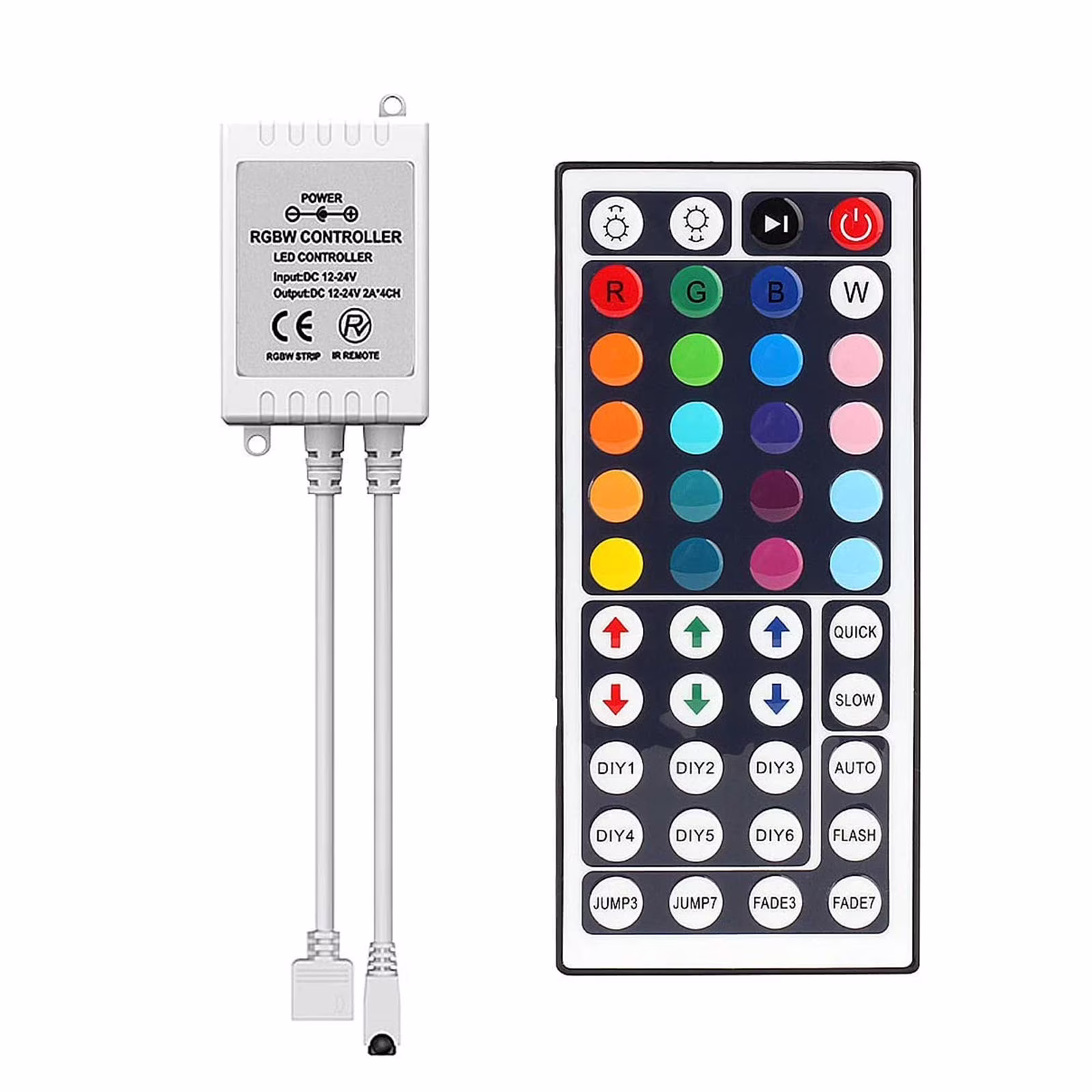44 Key RGB LED Strip Light Remote Controller Wireless Dimmer IR Remote Control, for SMD 5050 3528 2835 RGB LED Light Strip - 1 Pack