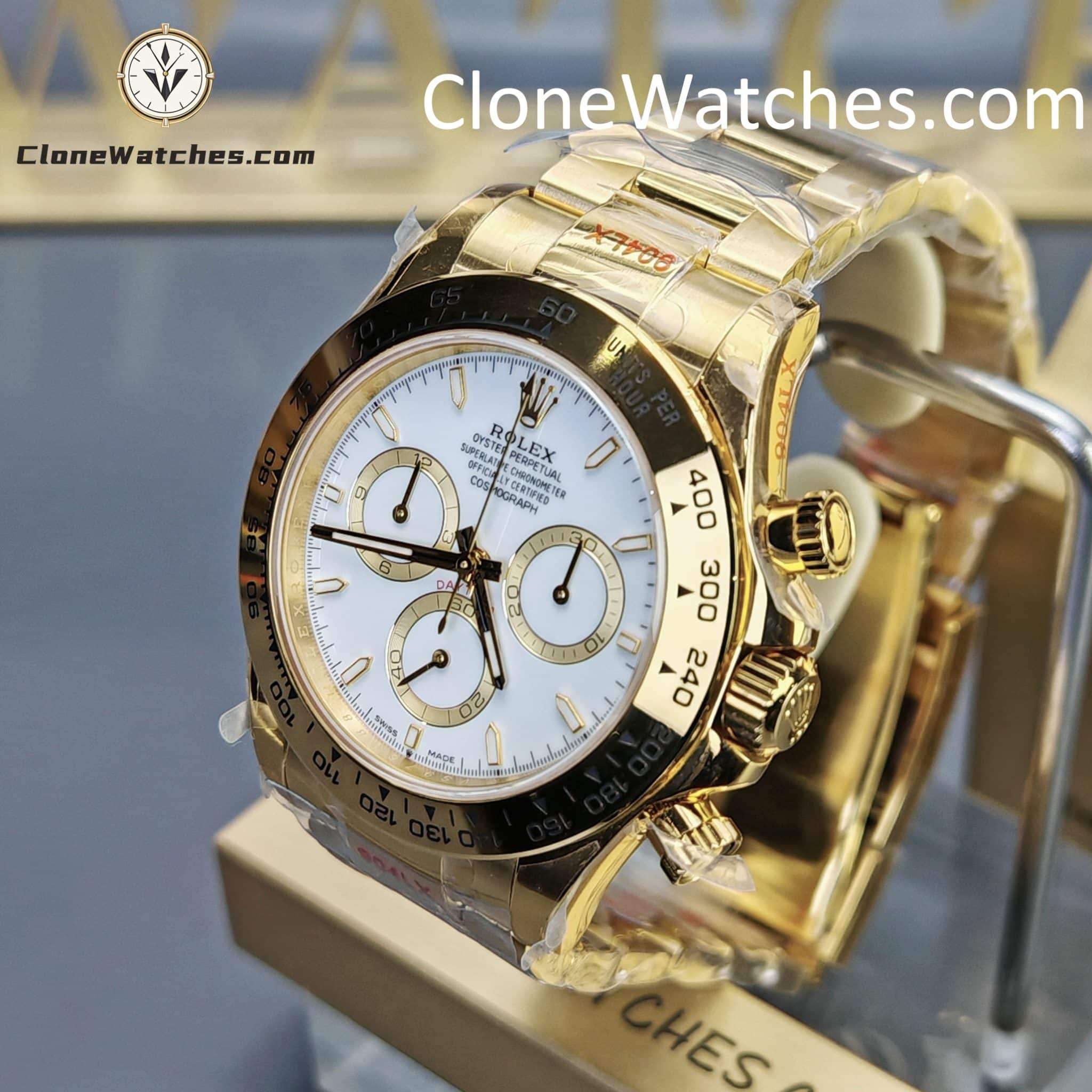Rolex Super Clone Watches 1:1 Daytona 18K Gold White Dial M126508-0001 4131