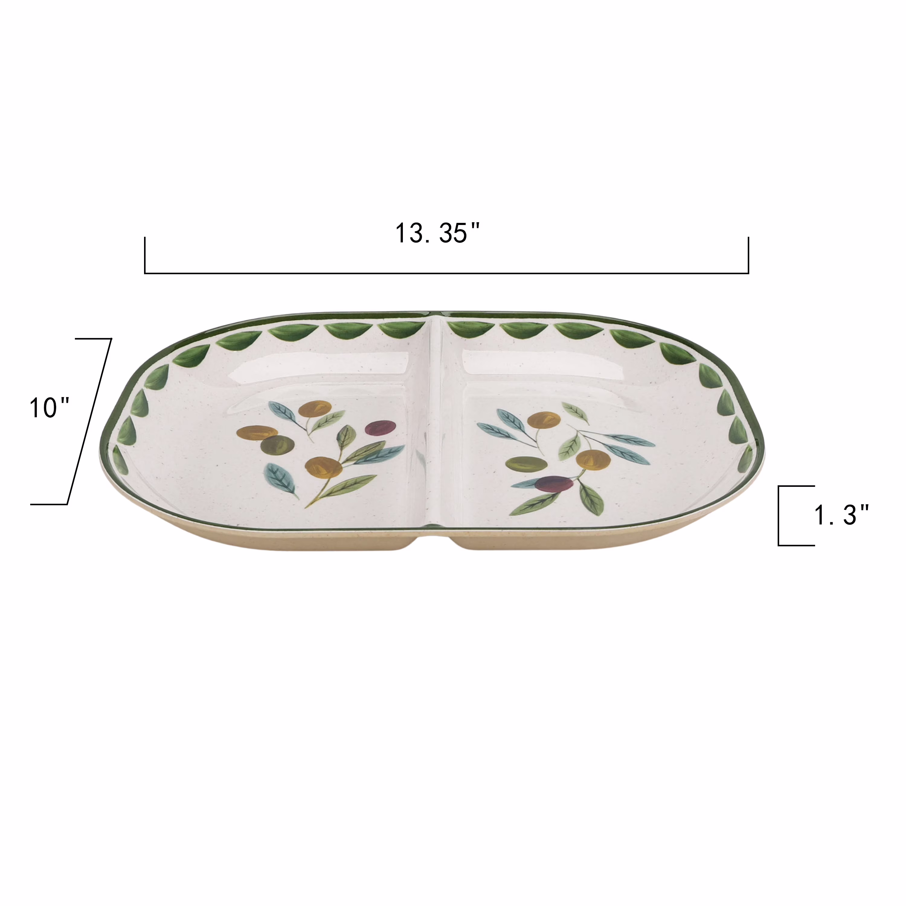 Better Homes & Gardens Divided Serving Tray, Olive Beige, Bamboo Melamine Plastic, Dishwasher Safe, 13.35 in x 10 in