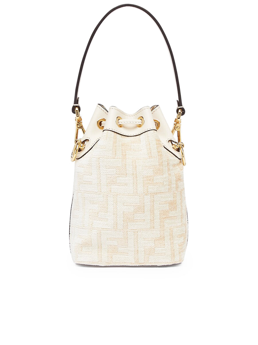 Fendi Mon Tresor Bucket Bag in White Tapestry Fabric