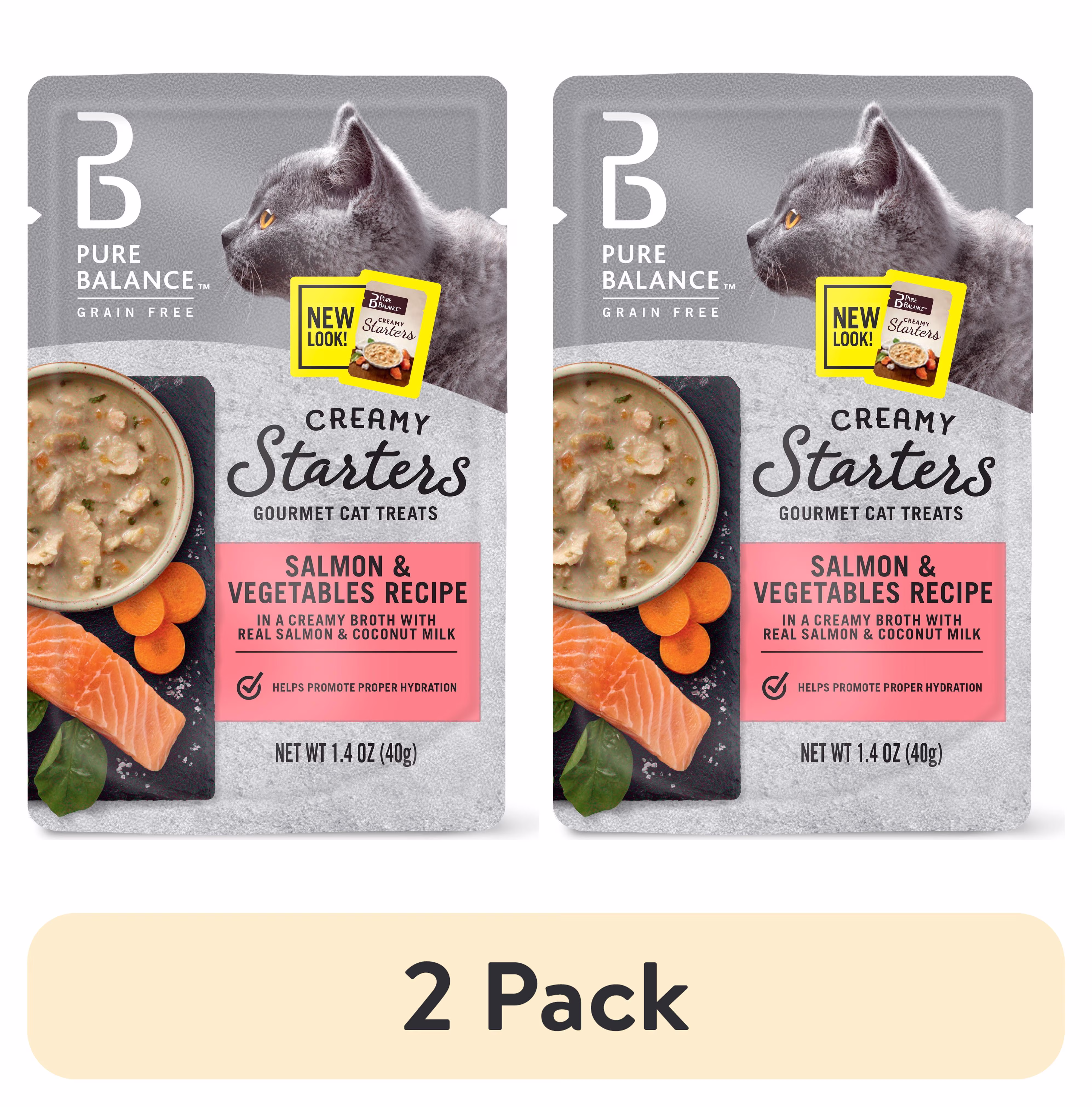 (2 pack) Pure Balance Gourmet Cat Treat Creamy Starters, Salmon & Vegetable Recipe, 1.4 oz