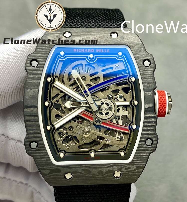 Richard Mille Super Clone Watches 1:1 RM 67 – 02 Carbon Tourbillon Black Strap
