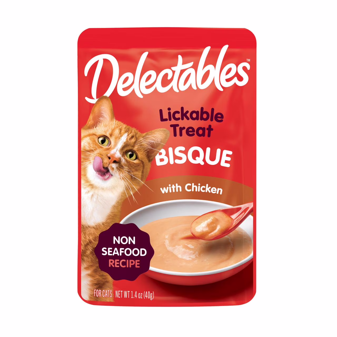 Hartz Delectables Bisque Non-Seafood Lickable Wet Cat Treats, Chicken - 1.4oz, One Pouch