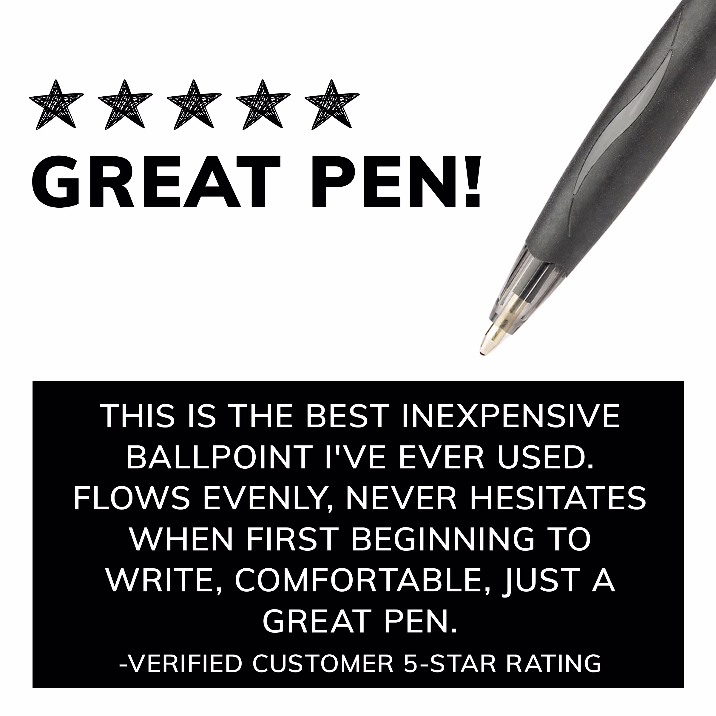 BIC Glide Ballpoint Pen, Medium Point, 1.0 mm, Black Ink, 4 Count