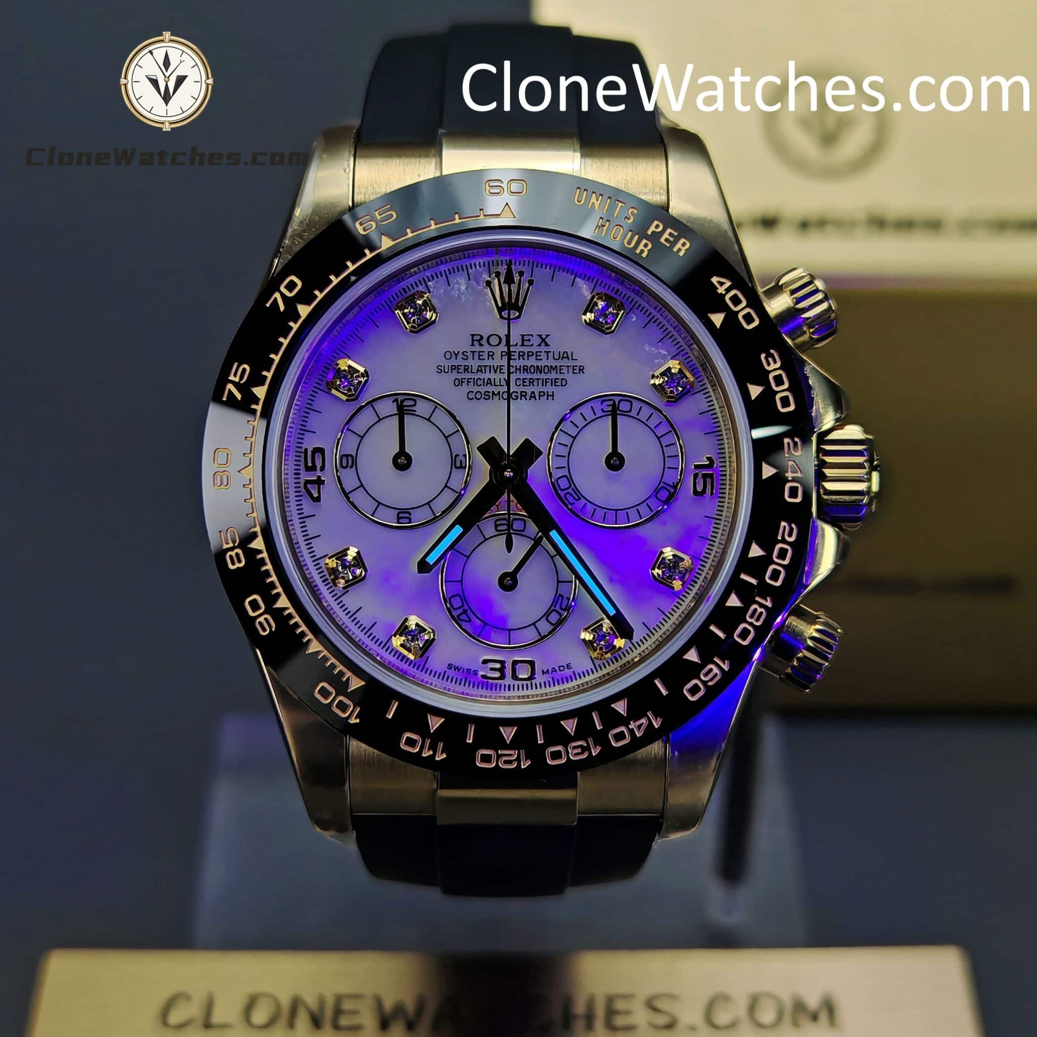 Rolex Super Clone Watches 1:1 Daytona 18K Gold White Dial m116518In-0045 4130 Movement