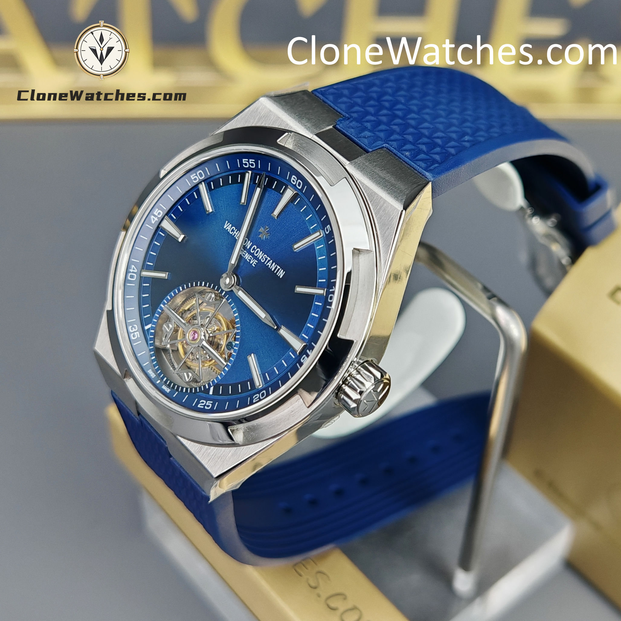 Vacheron Constantin Super Clone Watches 1:1 Overseas Tourbillon 6000V/110A-B544 42.5MM Rubber Strap