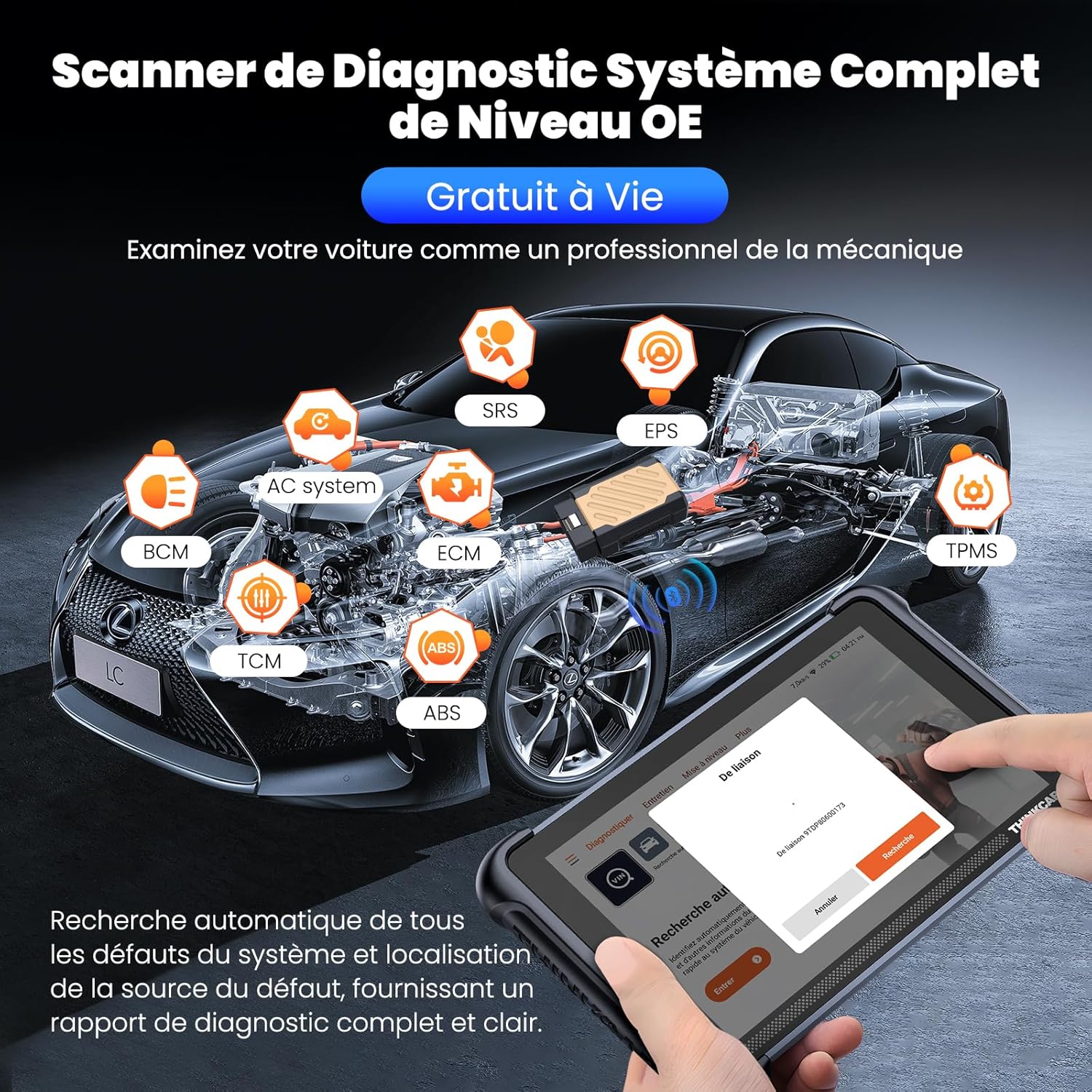 Valise diagnostic auto bidirectionnelle OBD2 réinitialisations multiples CANFD DOIP