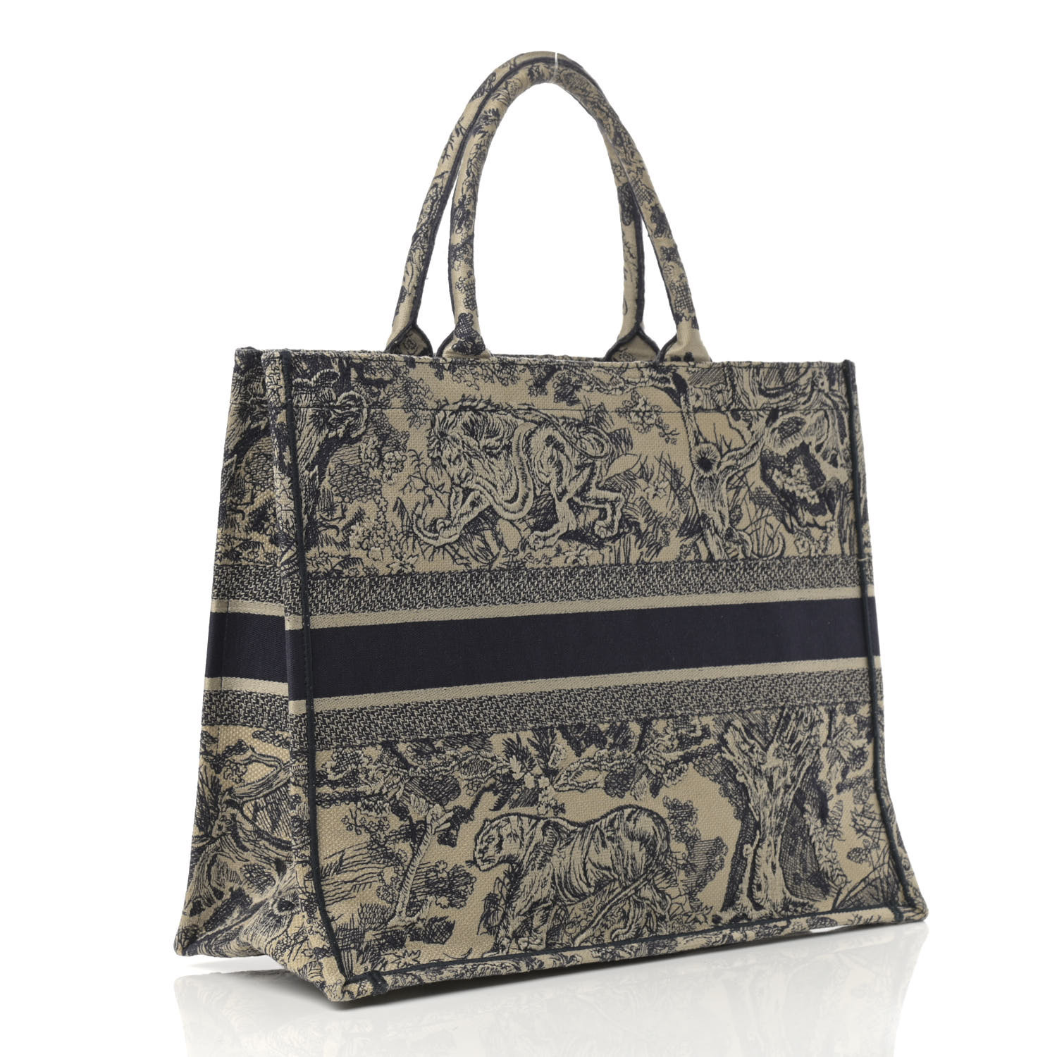 CHRISTIAN DIOR Canvas Embroidered Large Dioriviera Toile De Jouy Book Tote Blue