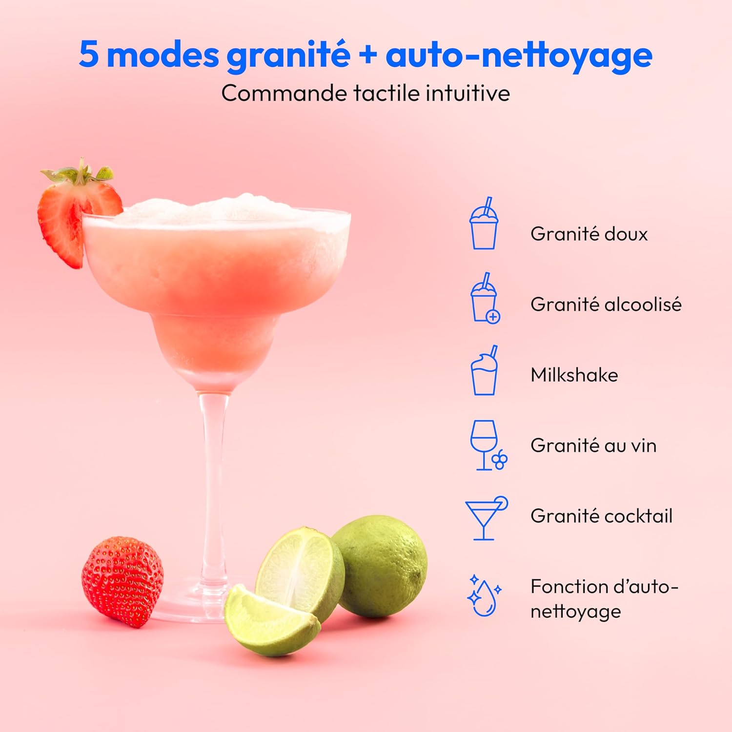 Machine à granité 2,6 L réservoir 1,9 L 5 modes compresseur