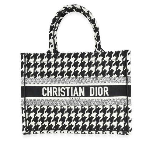 MEDIUM DIOR BOOK TOTE White Houndstooth  Embroidery