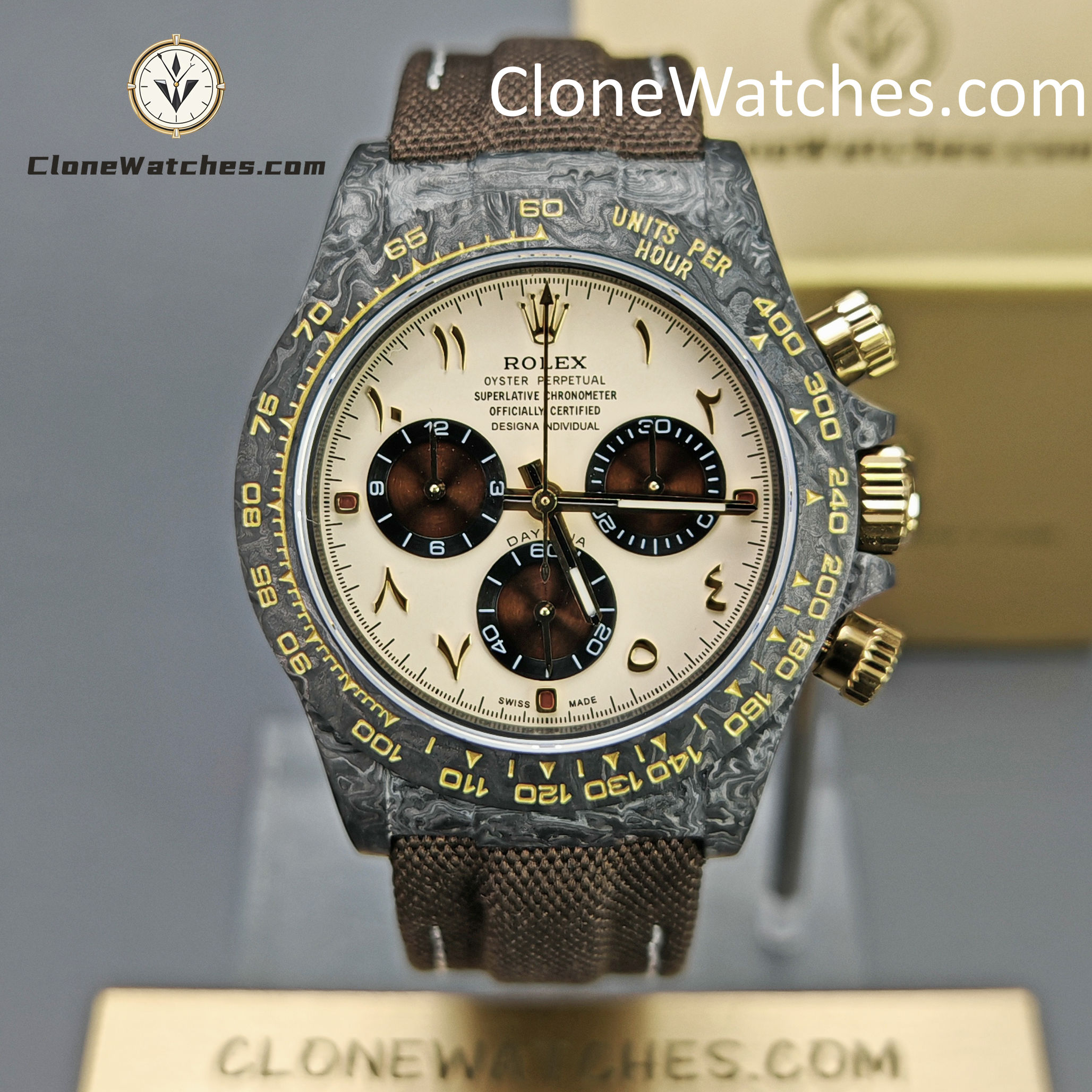 Modified Super Clone Watches 1:1 DiW Rolex Daytona Carbon Fiber DESERT EAGLE ARABIC