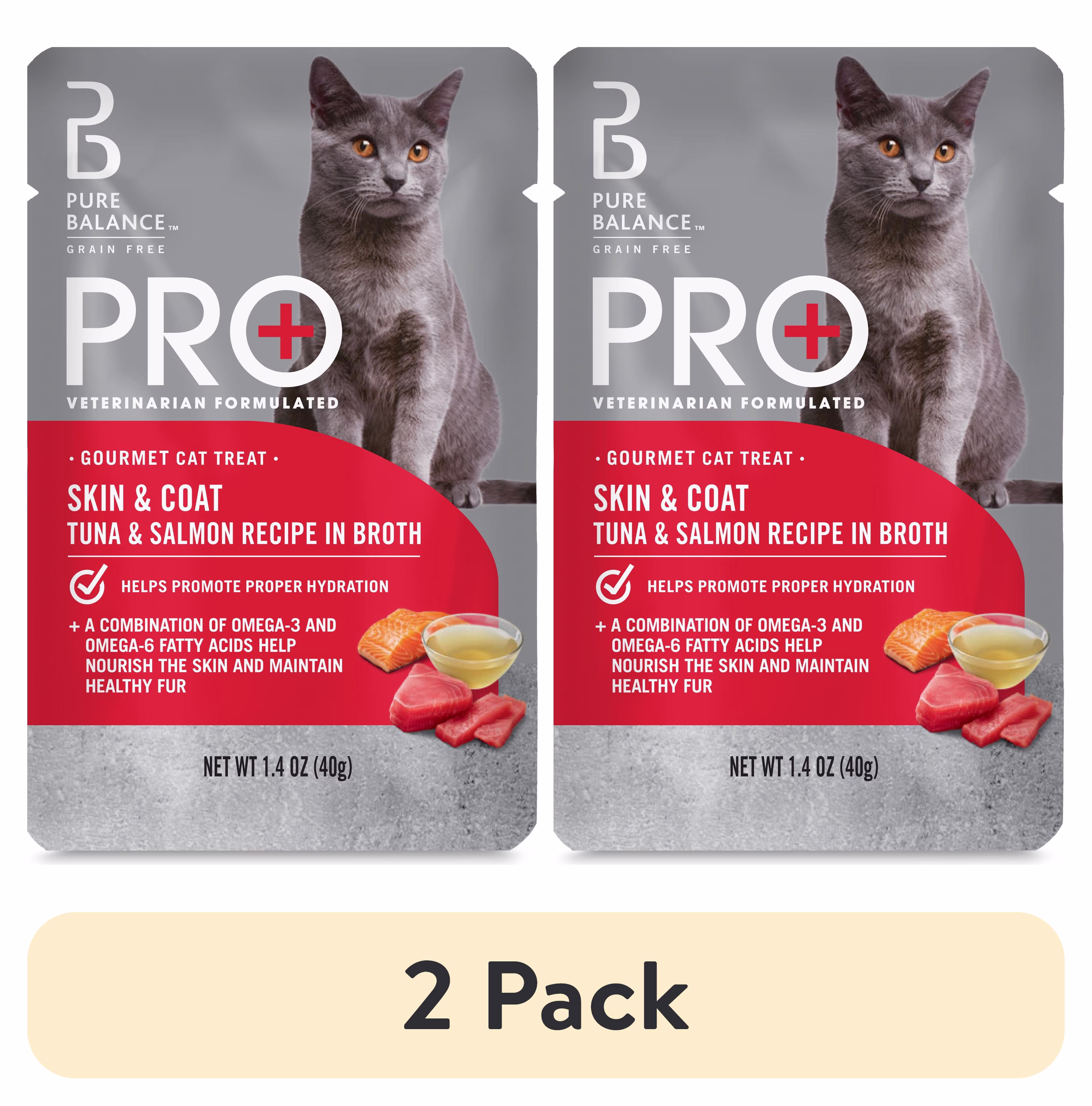 Pure Balance Pro+ Skin and Coat Tuna and Salmon Recipe in Broth, 1.4 oz