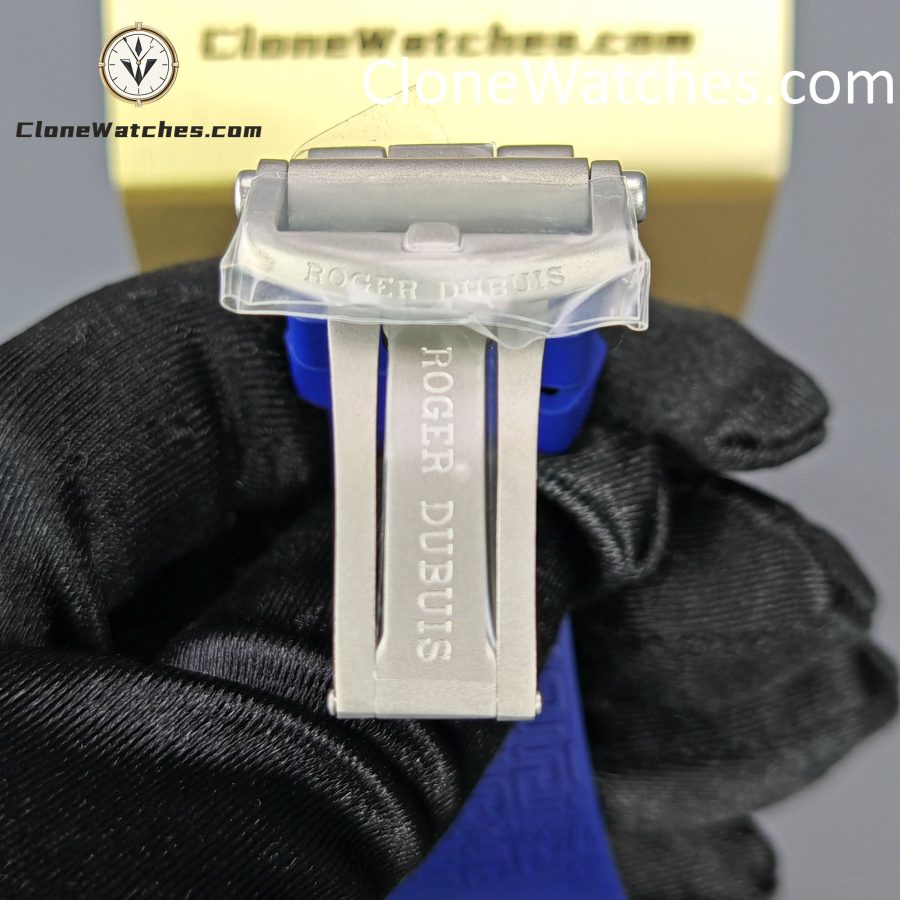 Roger Dubuis Super Clone Watches 1:1 Excalibur Skeleton Tourbillon RDDBEX0479 45MM Blue Strap