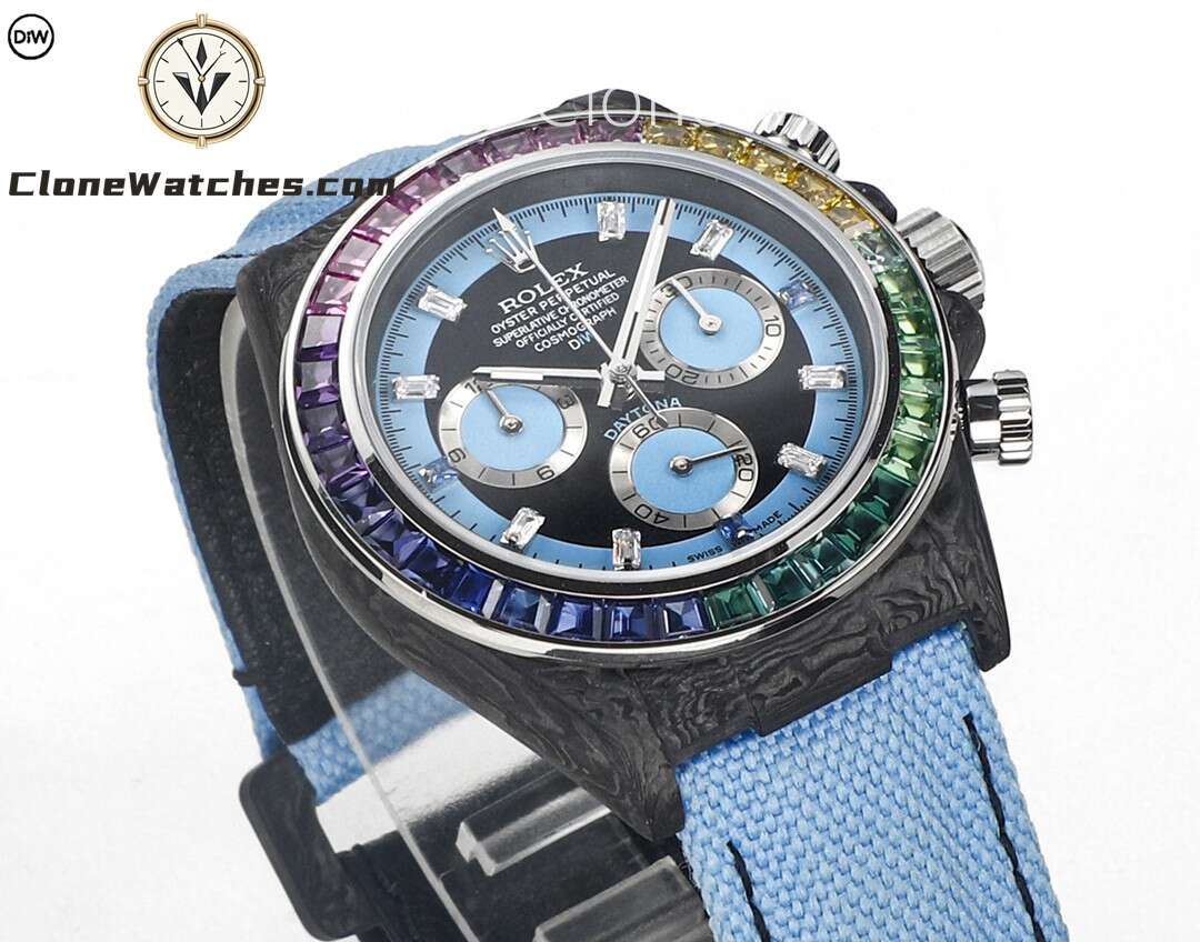 Modified Super Clone Watches 1:1 DiW Rolex Daytona Carbon Fiber RAINBOW BLUE