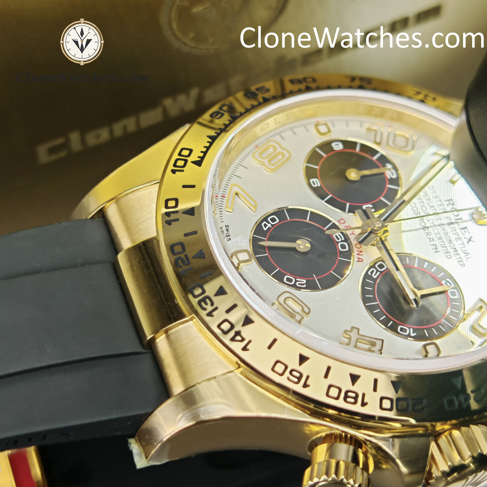Rolex Super Clone Watches 1:1 Daytona White Arabic Dial Oysterflex Rubber Strap M116518 4130 Movement