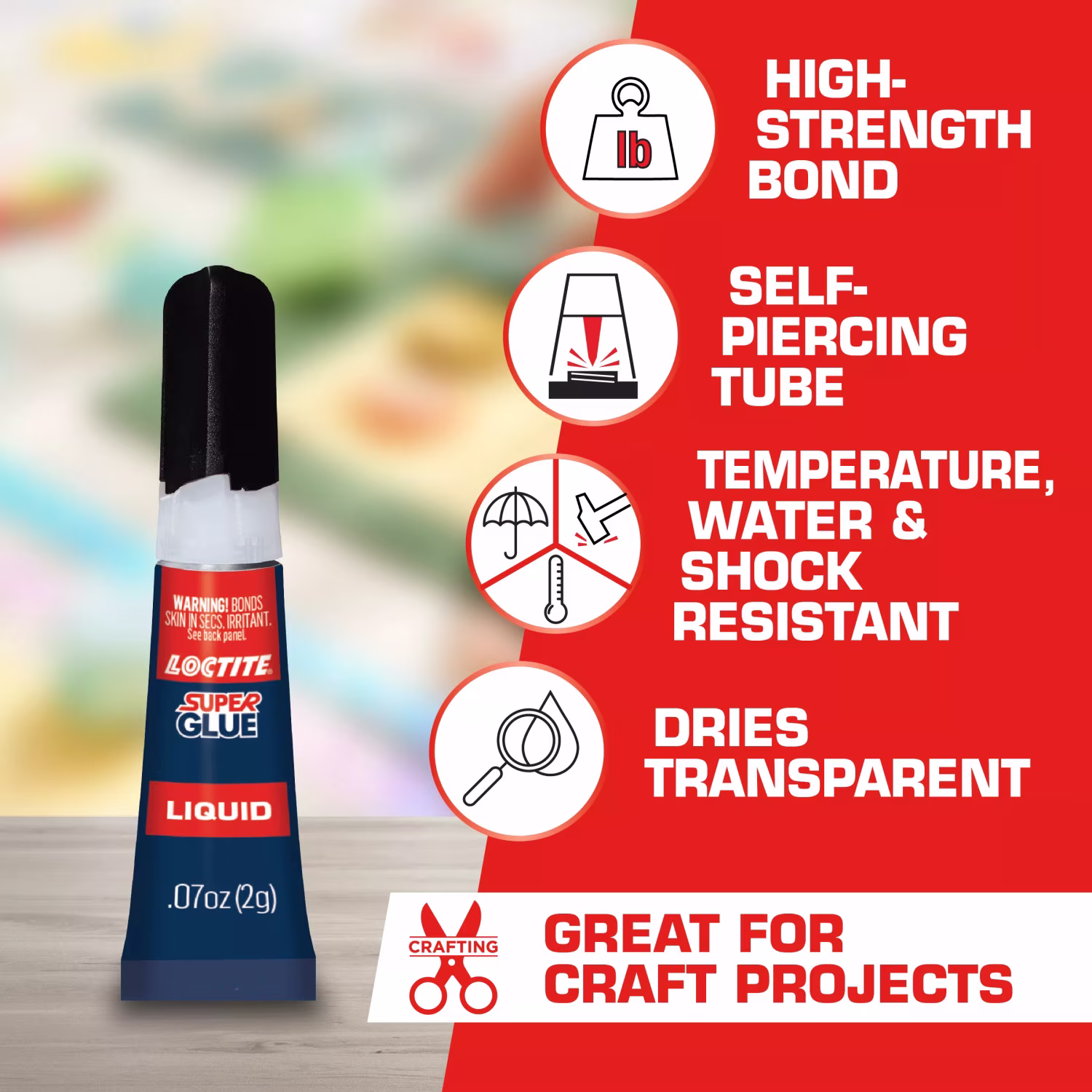 Loctite Super Glue Liquid Tube, 1 Pack of 2 Tubes, Clear 0.07 oz Tubes