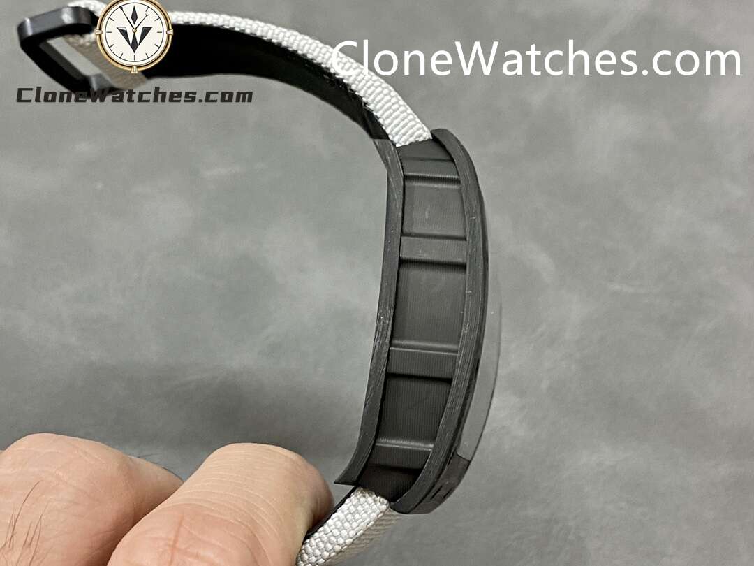 Richard Mille Super Clone Watches 1:1 RM 055 Carbon Tourbillon White Nylon Strap