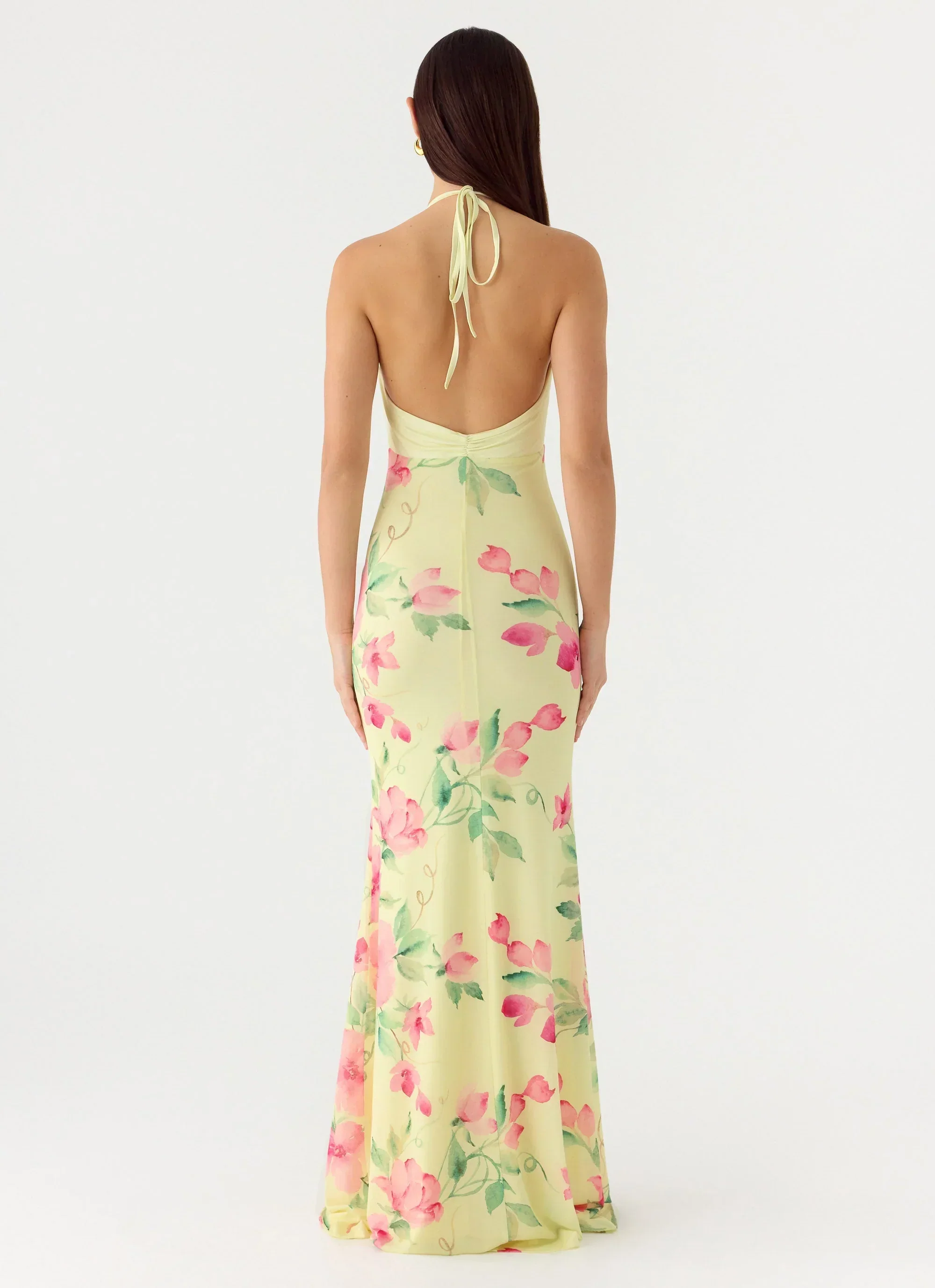Takedown Halter Maxi Dress - Lemon Soleil