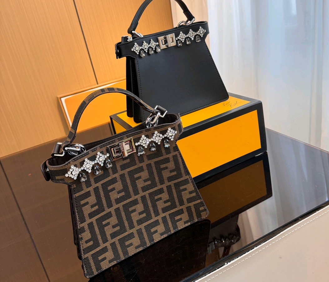 Fendi peekaboo hand bag with diamond /limited