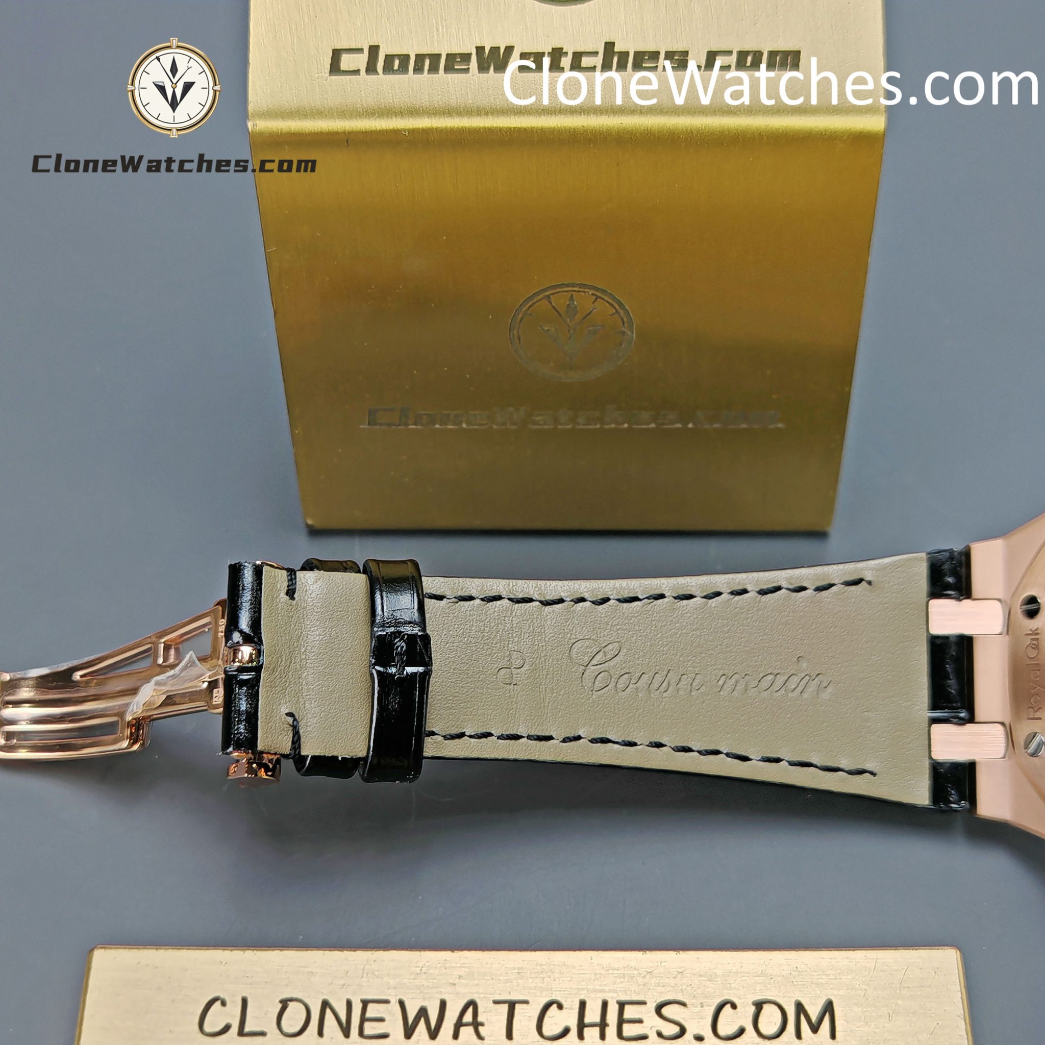Audemars Piguet Super Clone Watches 1:1 Royal Oak Rose Gold 15400 Black Dial Rubber Strap