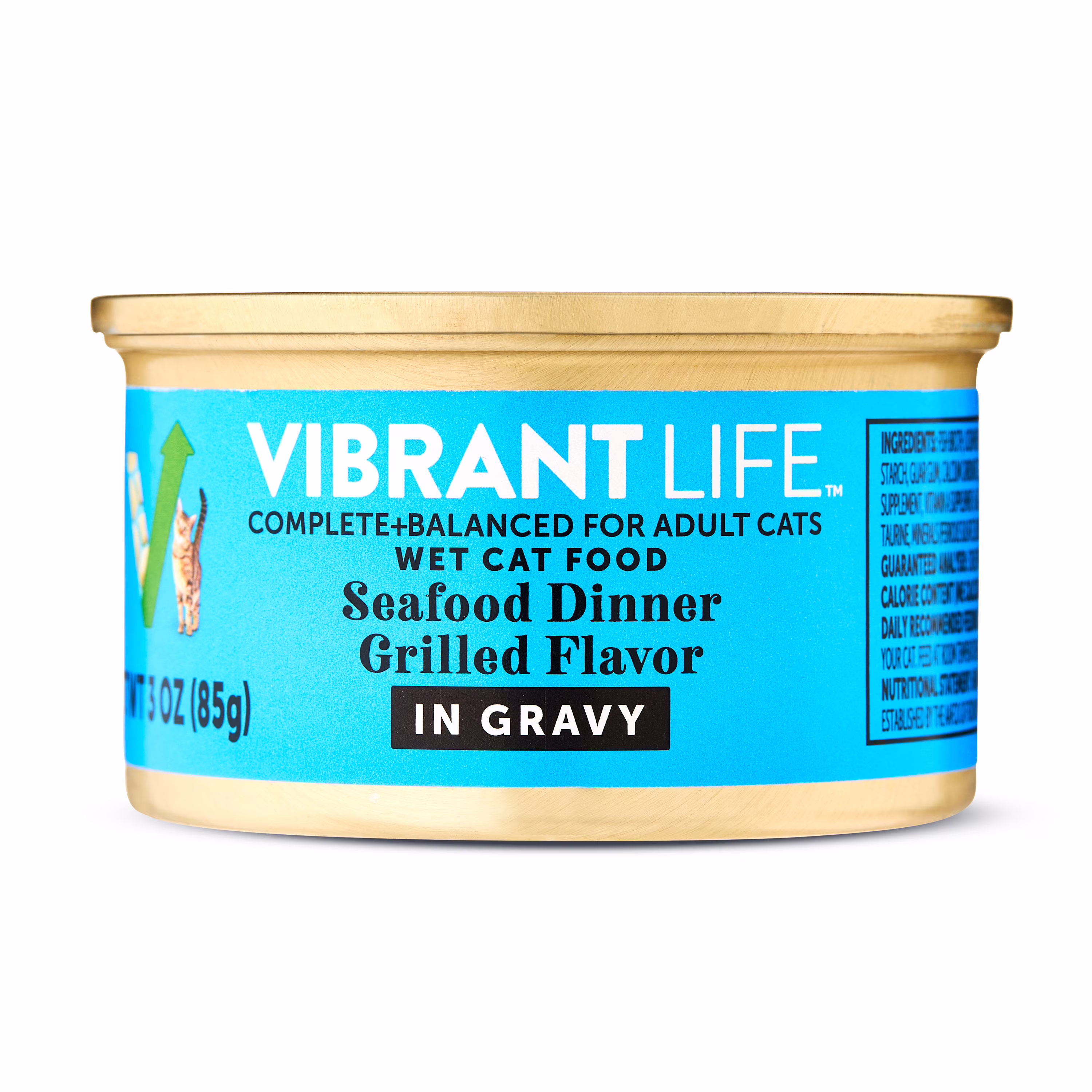 Vibrant Life Seafood Dinner Grilled Flavor in Gravy Wet Cat Food, 3 oz Can