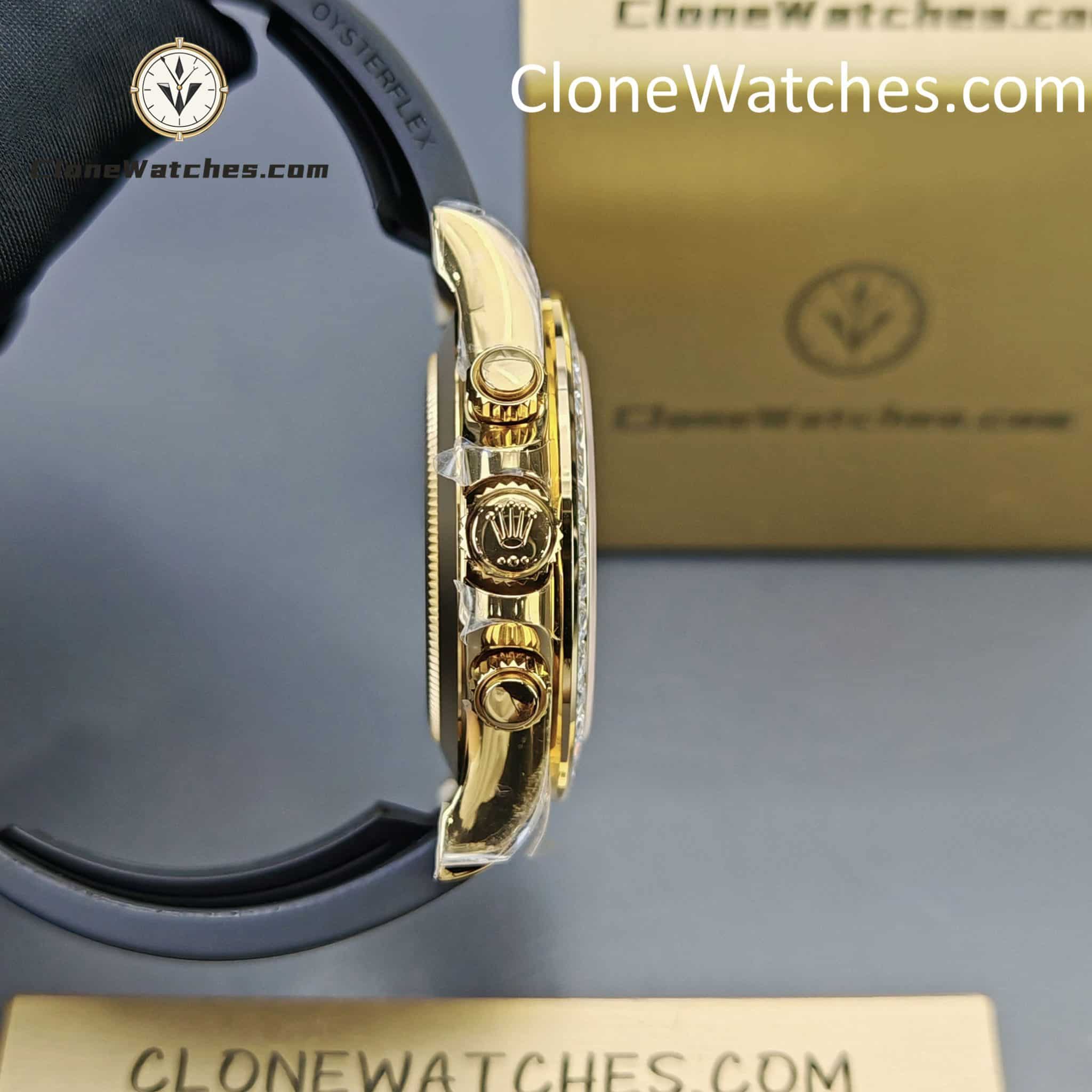 Rolex Super Clone Watches 1:1 Daytona 18K Gold 116588TBR Eye of the Tiger Diamonds Dial 4130 Movement