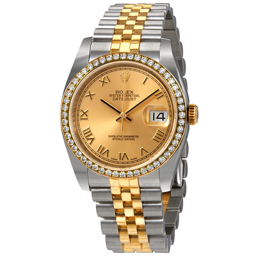 Rolex Oyster Perpetual Datejust 36 Champagne Dial Stainless Steel and 18K Yellow Gold Jubilee Bracelet Automatic Ladies Watch 116243CRJ（Lifetime free warranty+90-days replacement service & Refund!.）