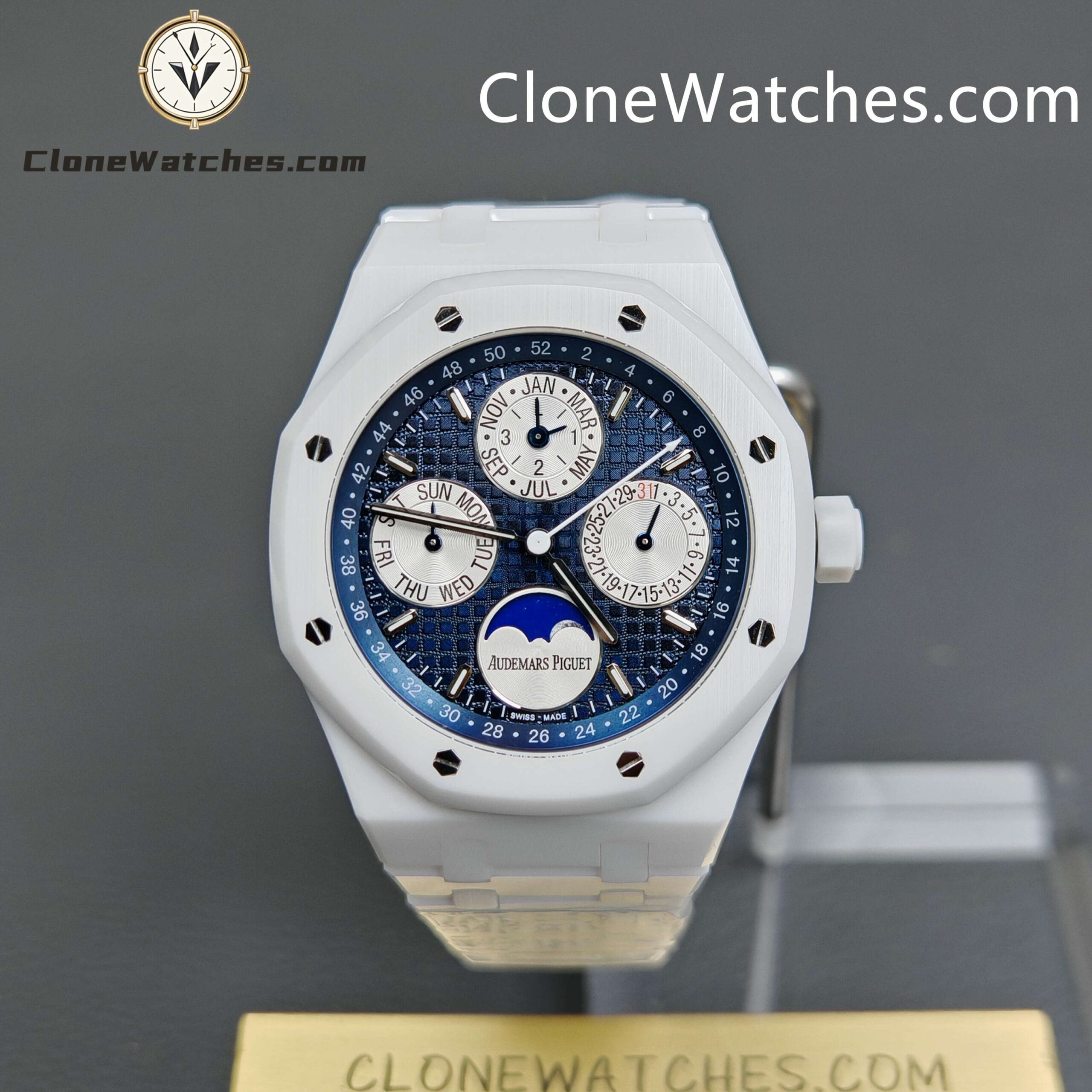 Audemars Piguet Super Clone Watches 1:1 White Ceramic 26579 True Moon Phase