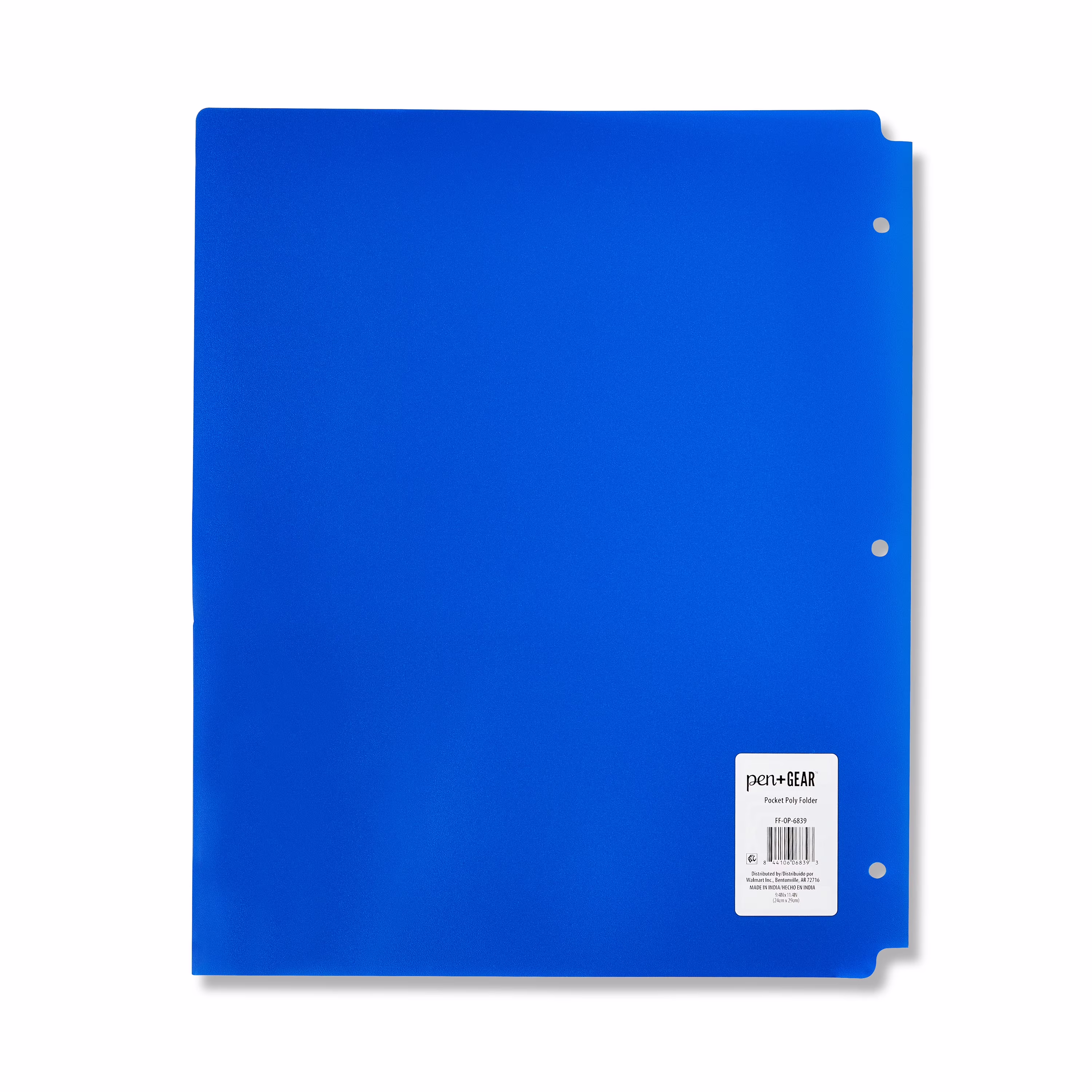 Pen+Gear 2-Pocket Poly Folder, 9.4 in x 11.4 in, Blue