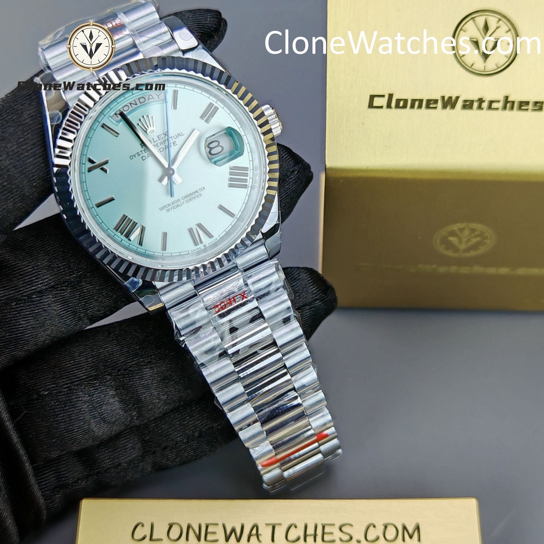 Rolex Super Clone Watches 1:1 Day Date Ice Blue Dial 40mm M228236-0012 3255 Movement