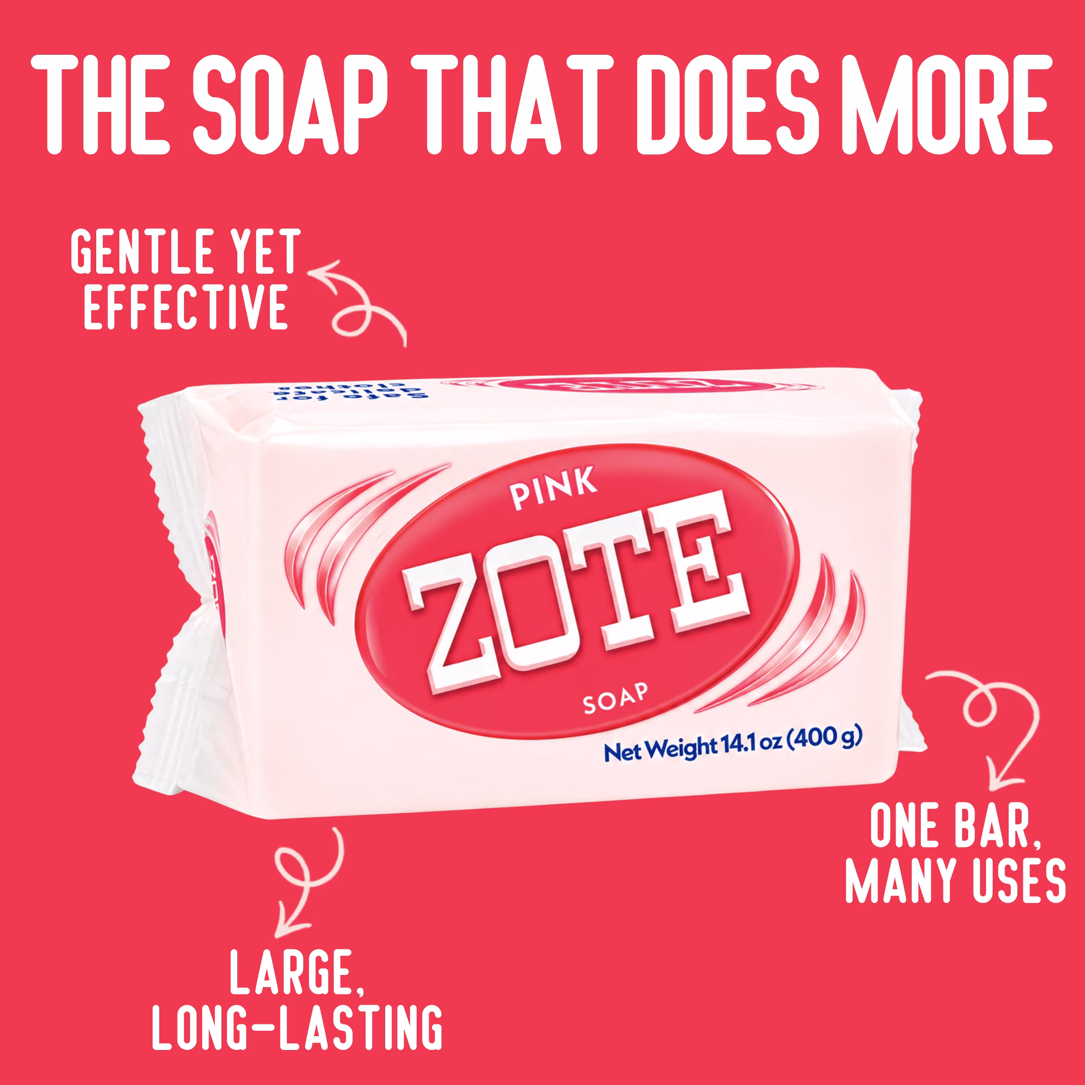 ZOTE Pink Multipurpose Laundry Soap Bar and Stain Remover, 14.1 oz