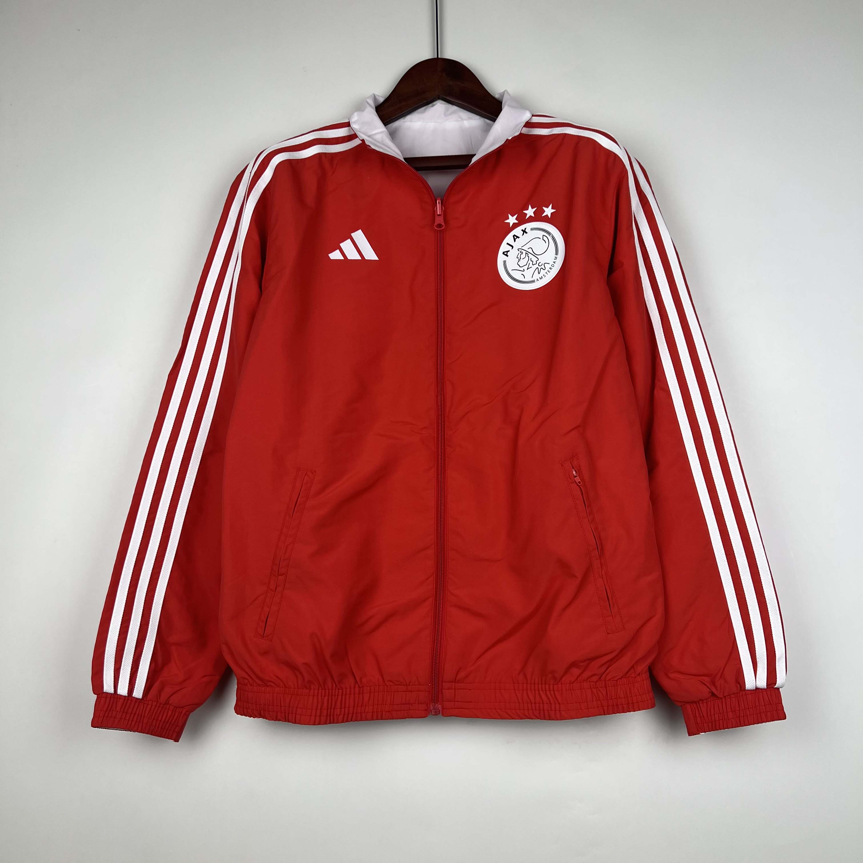 2023/2024 Ajax Reversible Windbreaker(Red-White)Soccer Jersey 1:1 Thai Quality