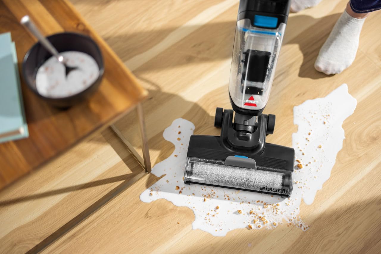 Aspirateur balai laveur filaire aspire et lave sols durs