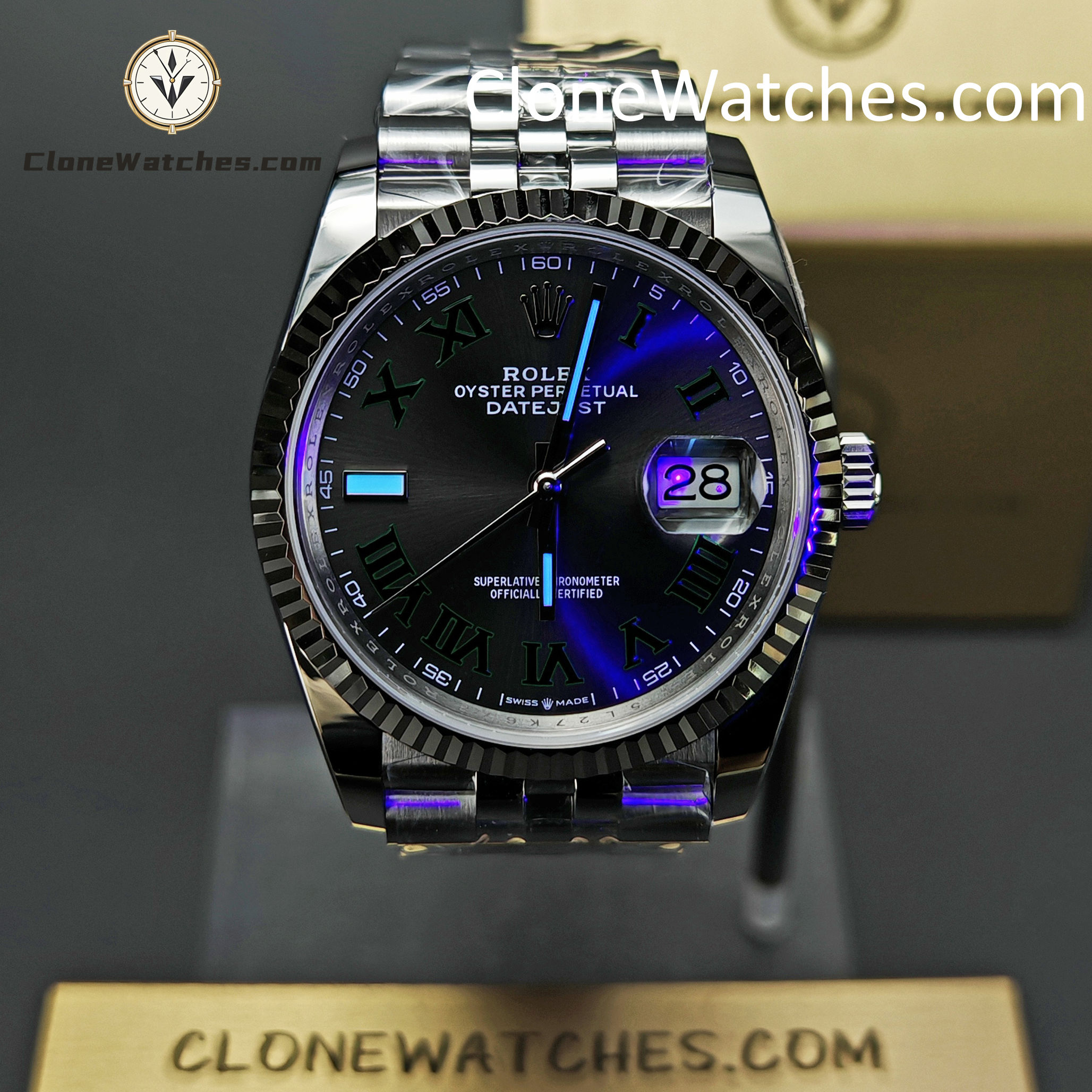 Rolex Super Clone Watches 1:1 DateJust Grey Roman Dial Jubilee 36MM m126234-0045 3235 Movement