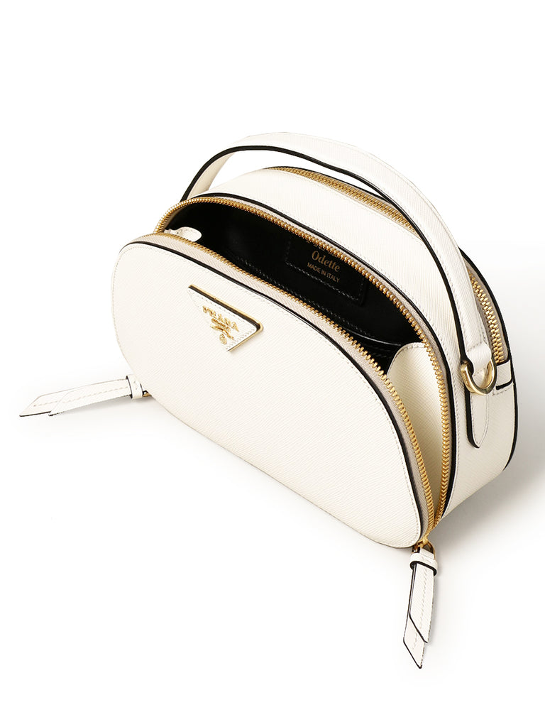 Prada Saffiano Leather Odette Bag in White