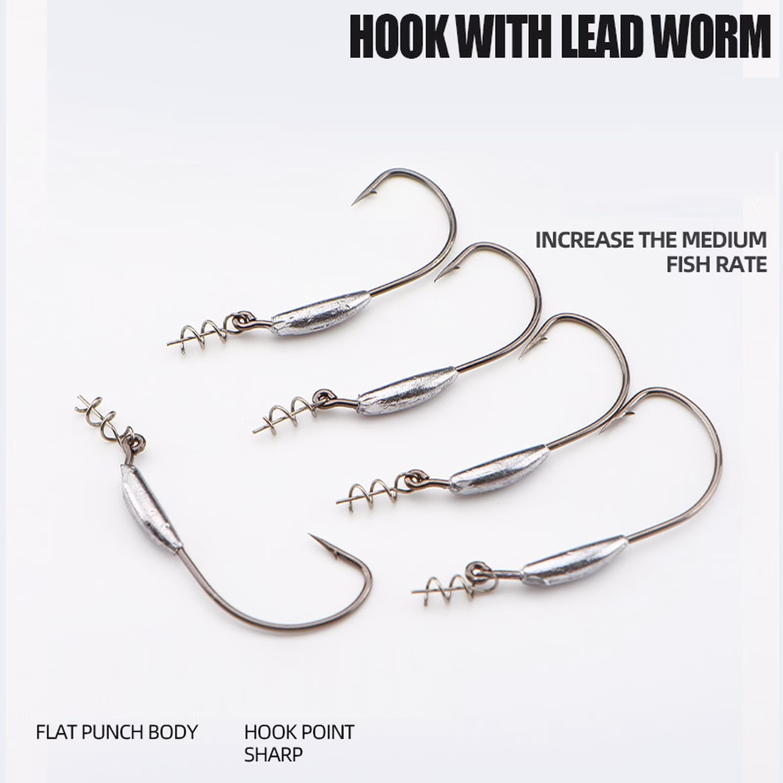 Weighted Wide Gap Offset Hooks Lead Head Fishing Lures for Soft Baits Secure Attachment Heavy Duty Carbon Steel Professional Saltwater Freshwater Tackle Gear Silver