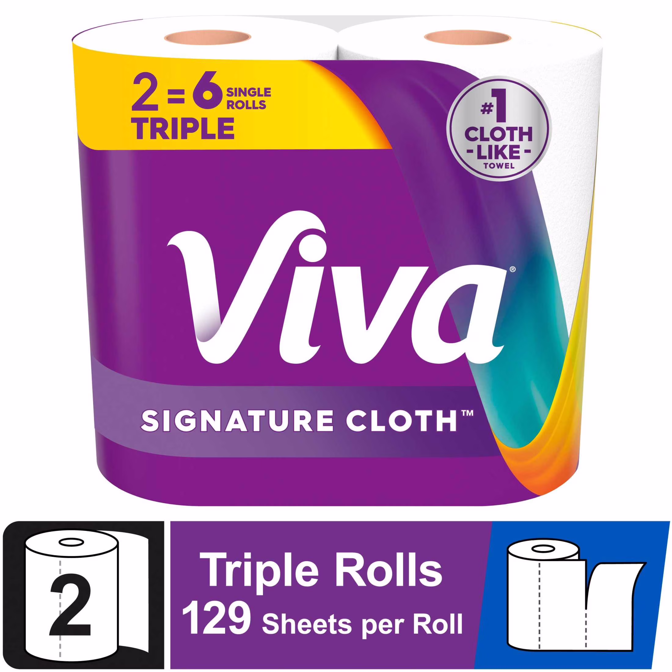 Viva Signature Cloth Paper Towels, 1 Triple Roll, 129 Sheets per Roll