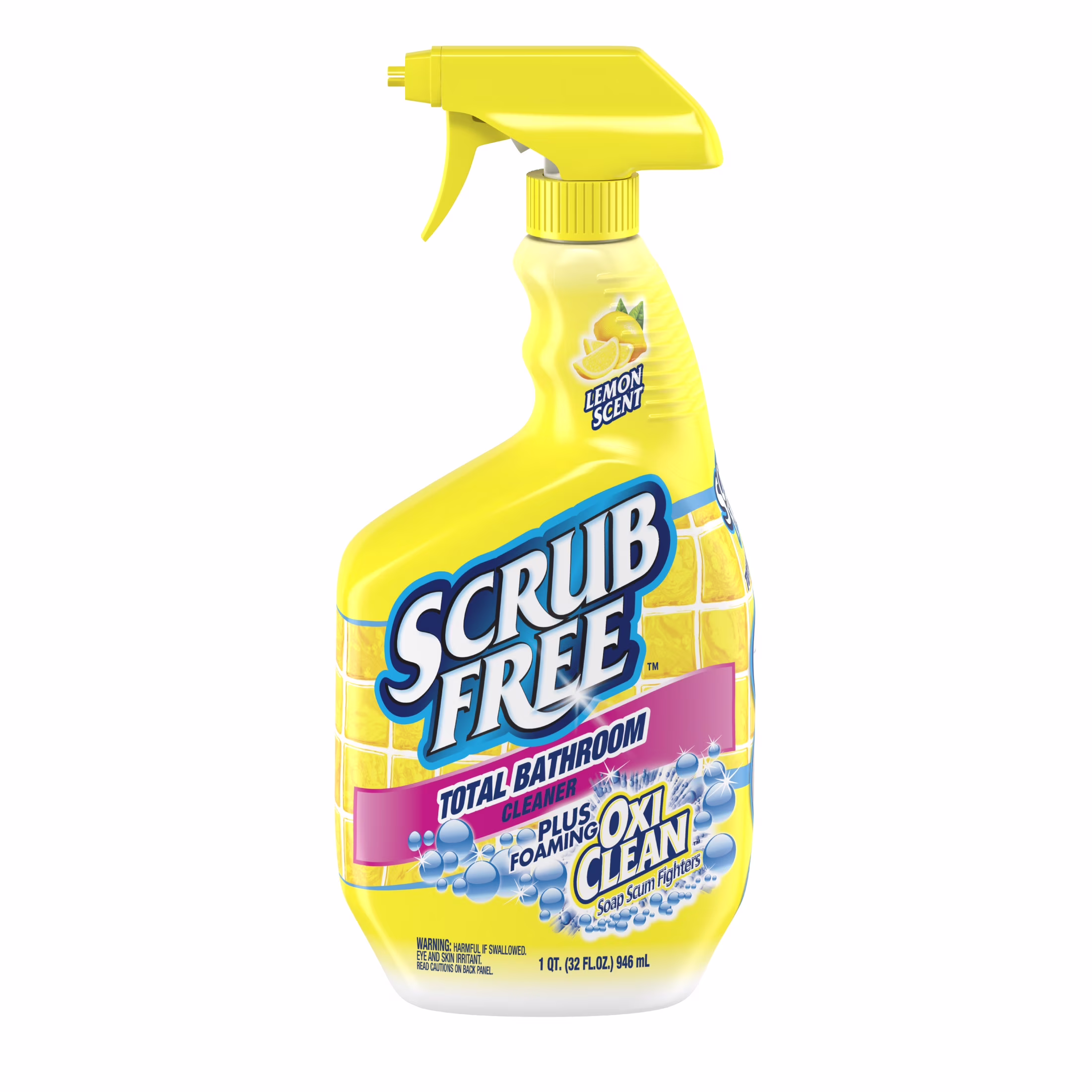 Scrub Free Total Bathroom Cleaner with OxiClean, Lemon Scent, 32 fl oz