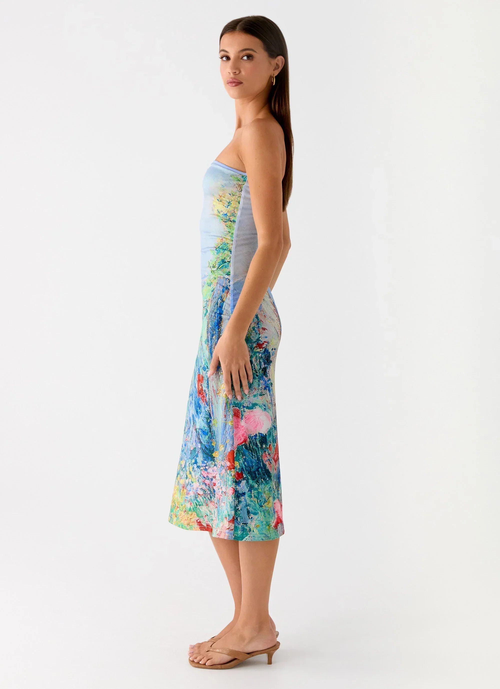 Niko Strapless Midi Dress - Spring Garden