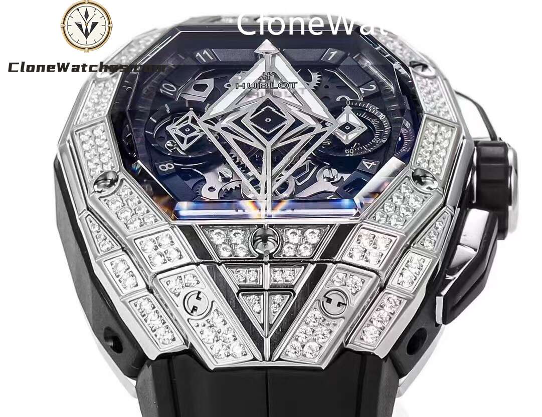 Hublot Super Clone Watches 1:1 Spirit of Big Bang Sang Bleu Titanium Pavé 648.NX.0107.RX.1604.MXM23