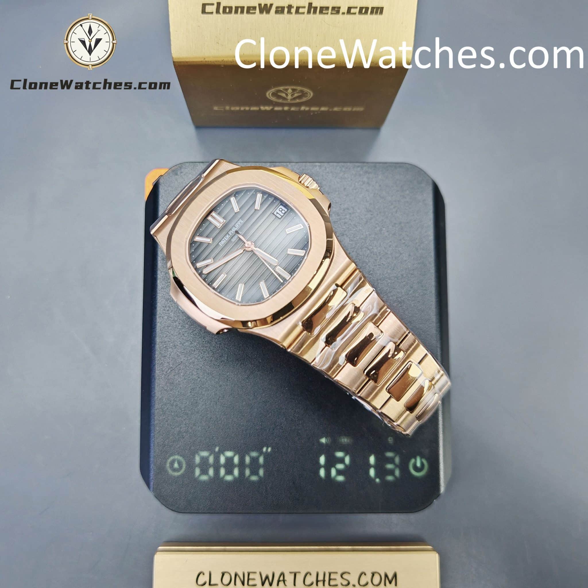 Patek Philippe Super Clone Watches 1:1 Nautilus 5711 Grey Dial 18K Rose Gold