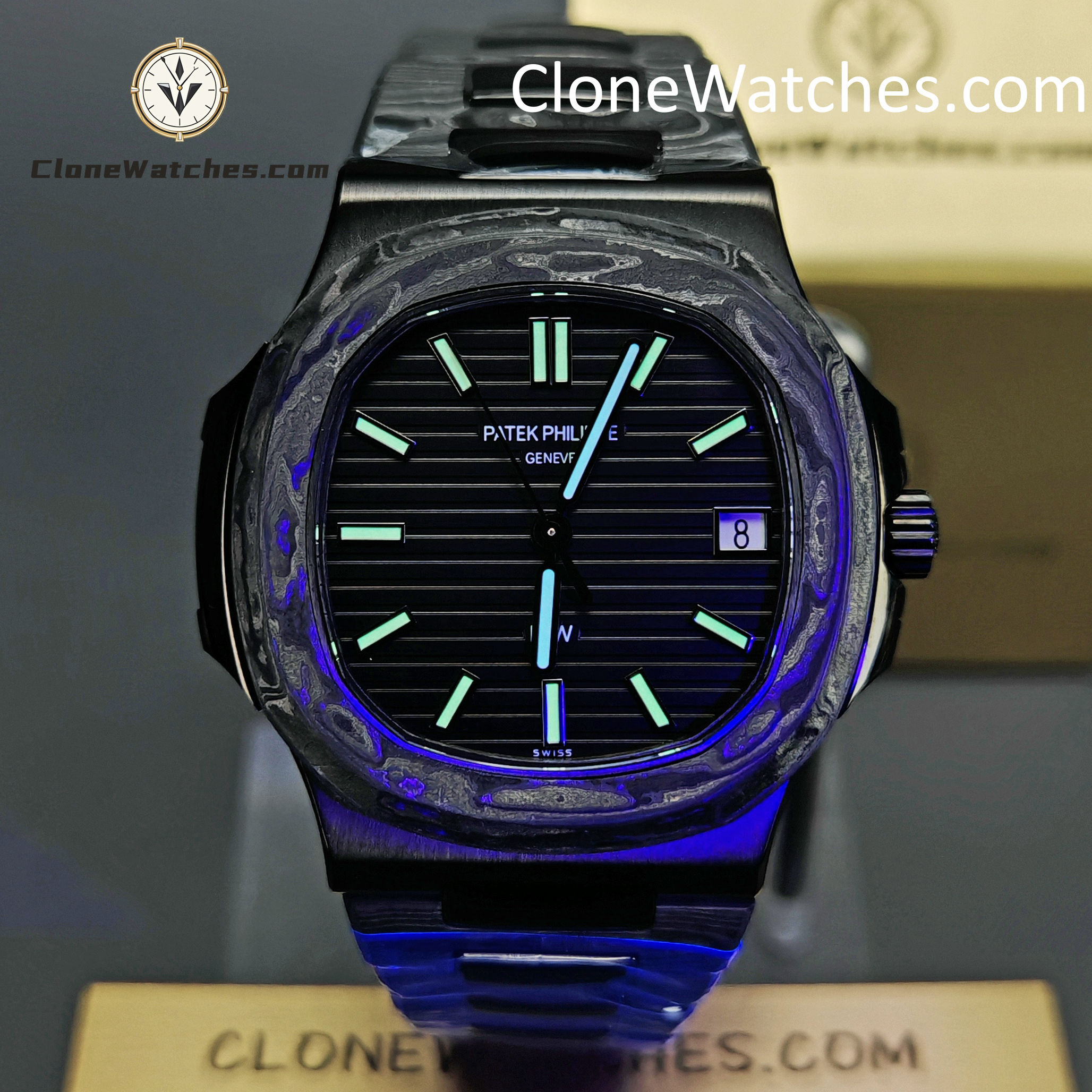 Modified Super Clone Watches 1:1 DiW Patek Philippe Nautilus CARBON BLACK 5711